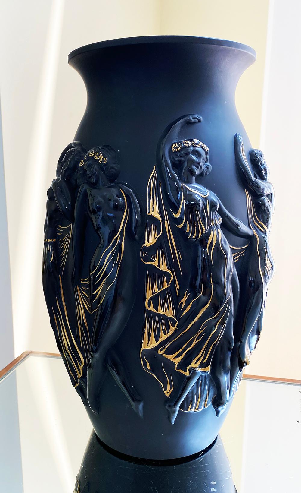Art Deco Sabino Black Vase 