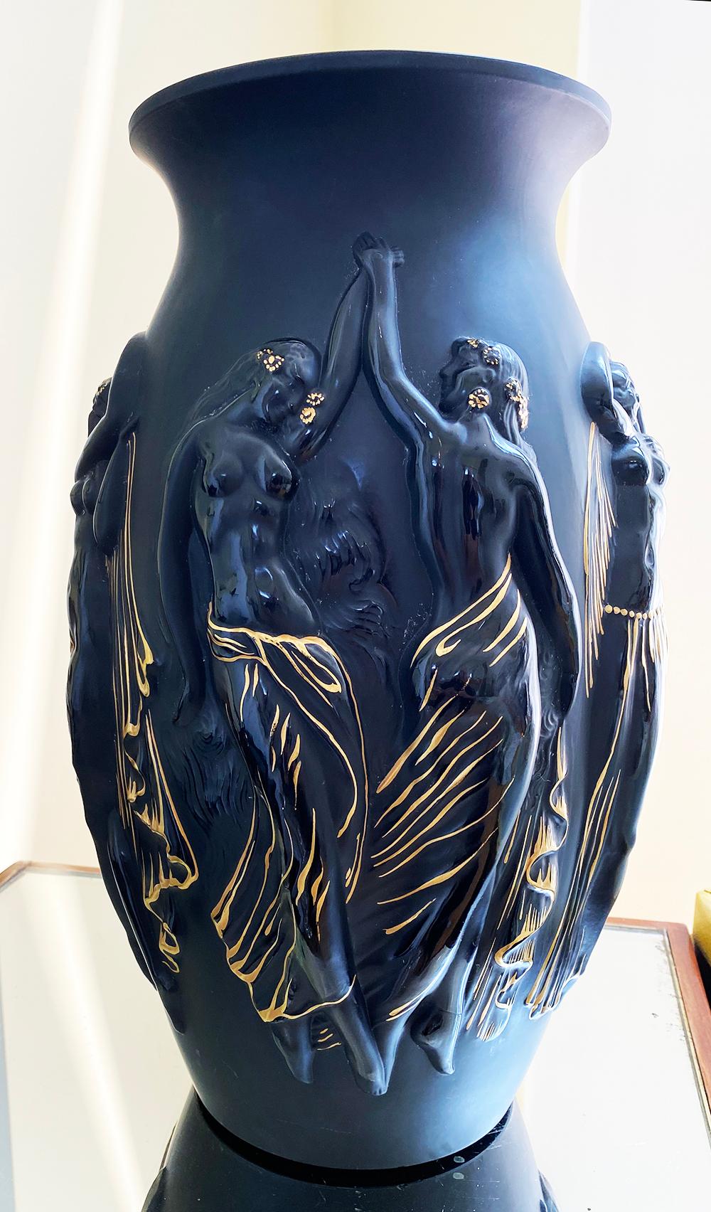 Vase noir Sabino « La Gaiet ». Bon état - En vente à Bridgewater, CT