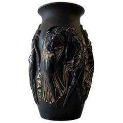 Vintage Sabino Black Vase "La Gaieté"