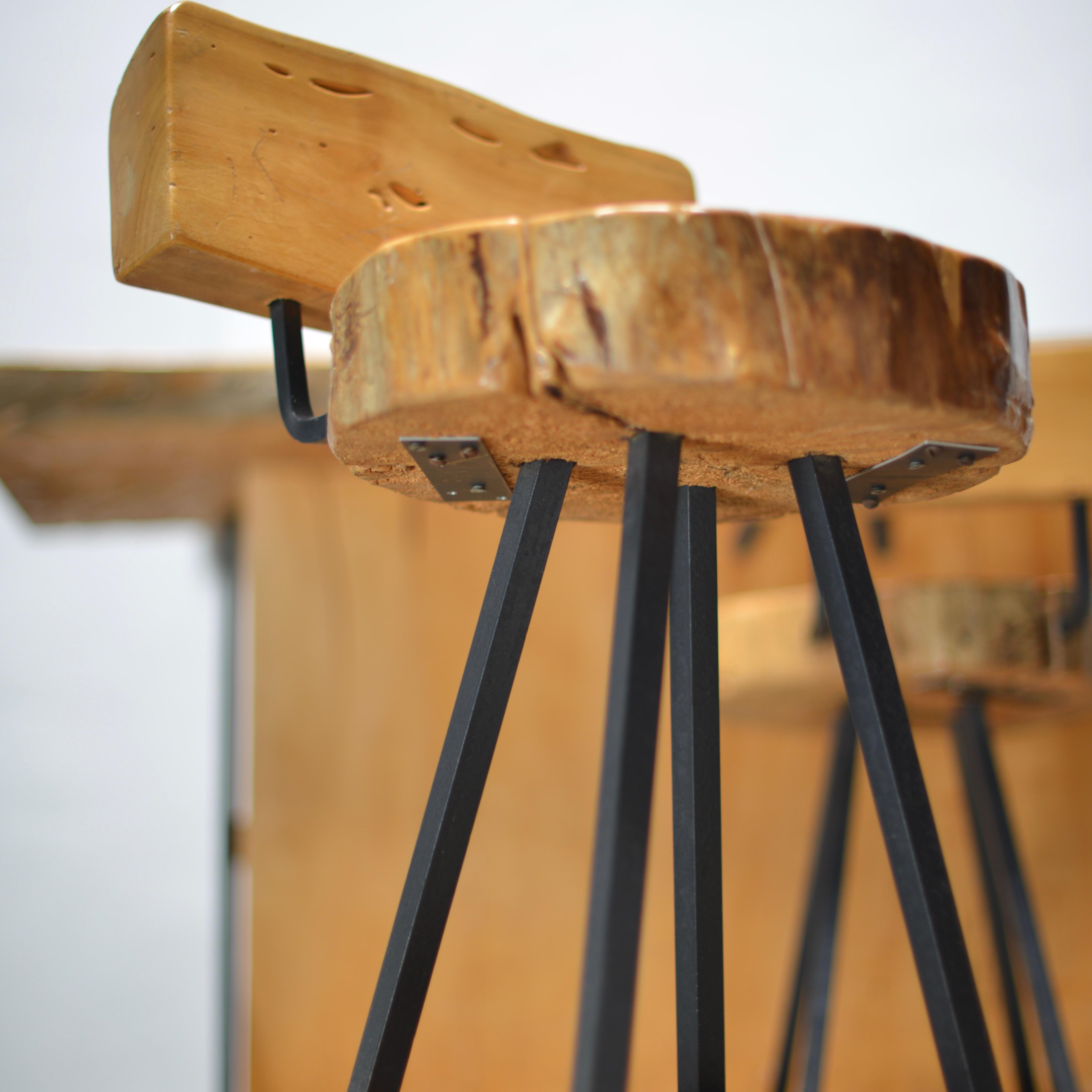Sabino Burl Wood Bar and Stool Set In Good Condition For Sale In Los Angeles, CA