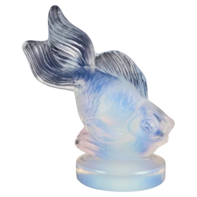 Sabino, France. Art Deco figurine of fish in opaline glass.