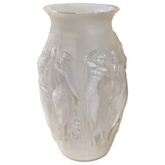 Sabino/France Mouth Blown Vase “La Danse” in Translucent White Glass of Dancers