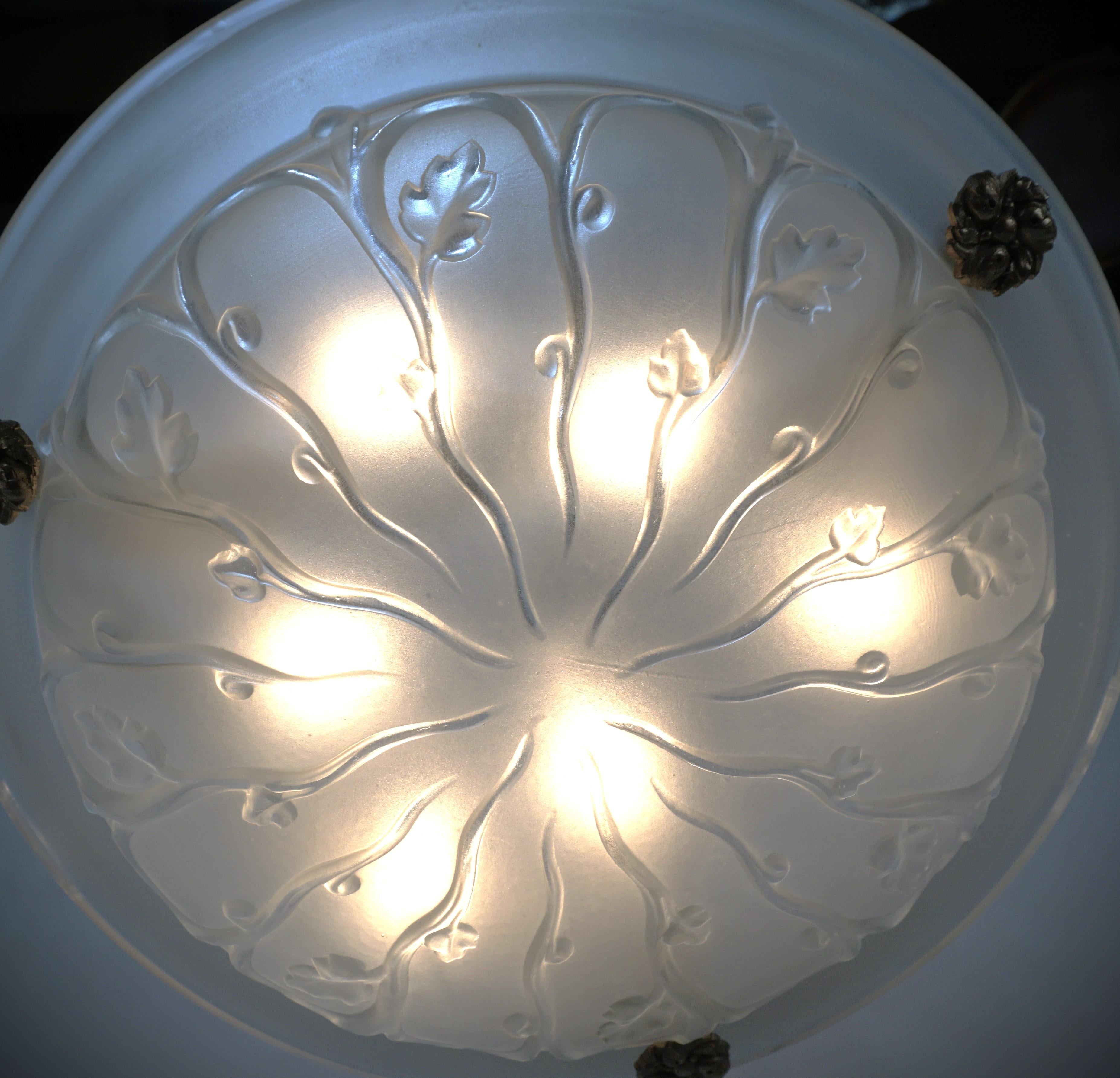Art déco Lustre Sabino Art Glass Art Deco
