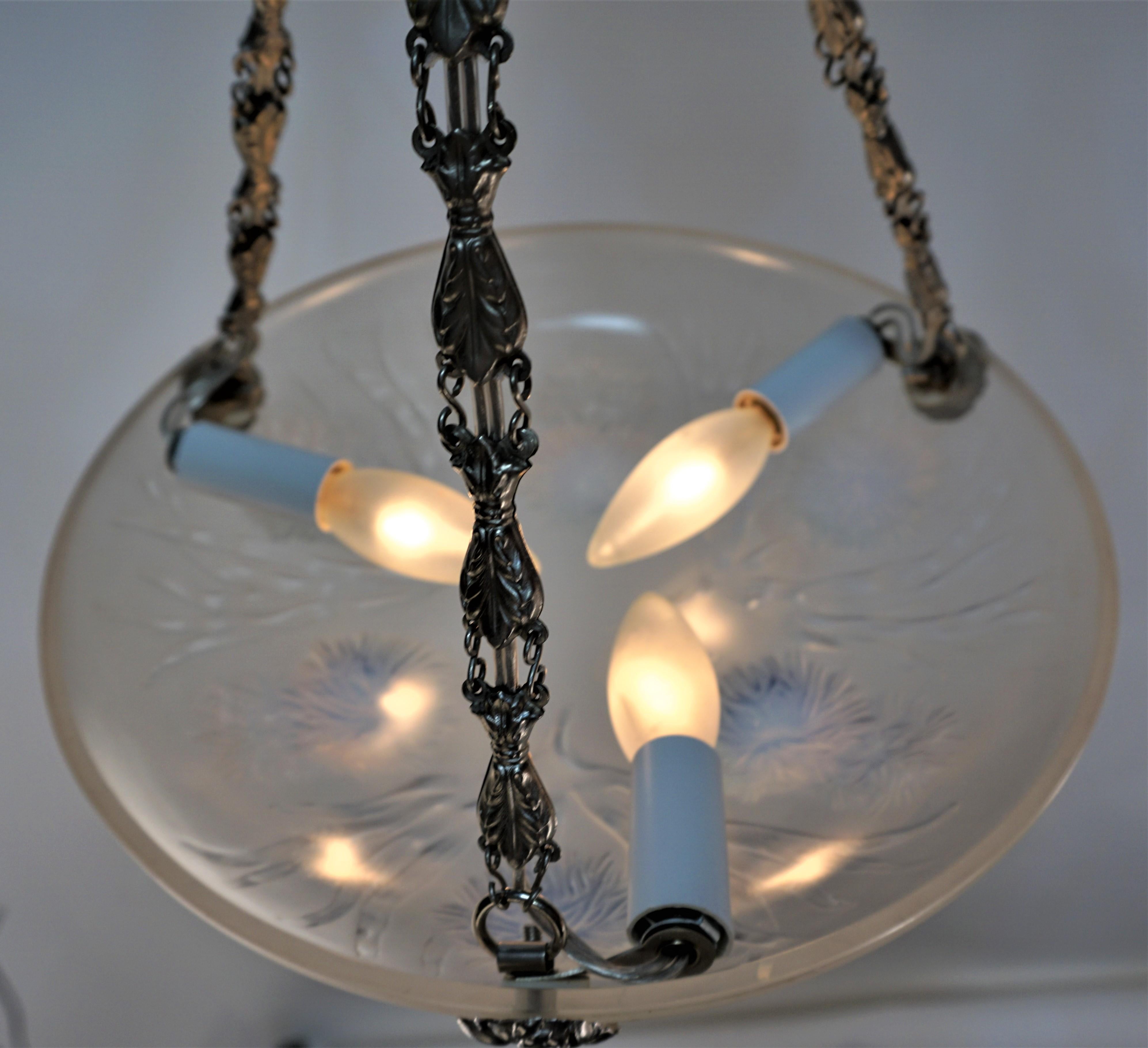 Sabino Glass Art Deco Petit Chandelier For Sale 2