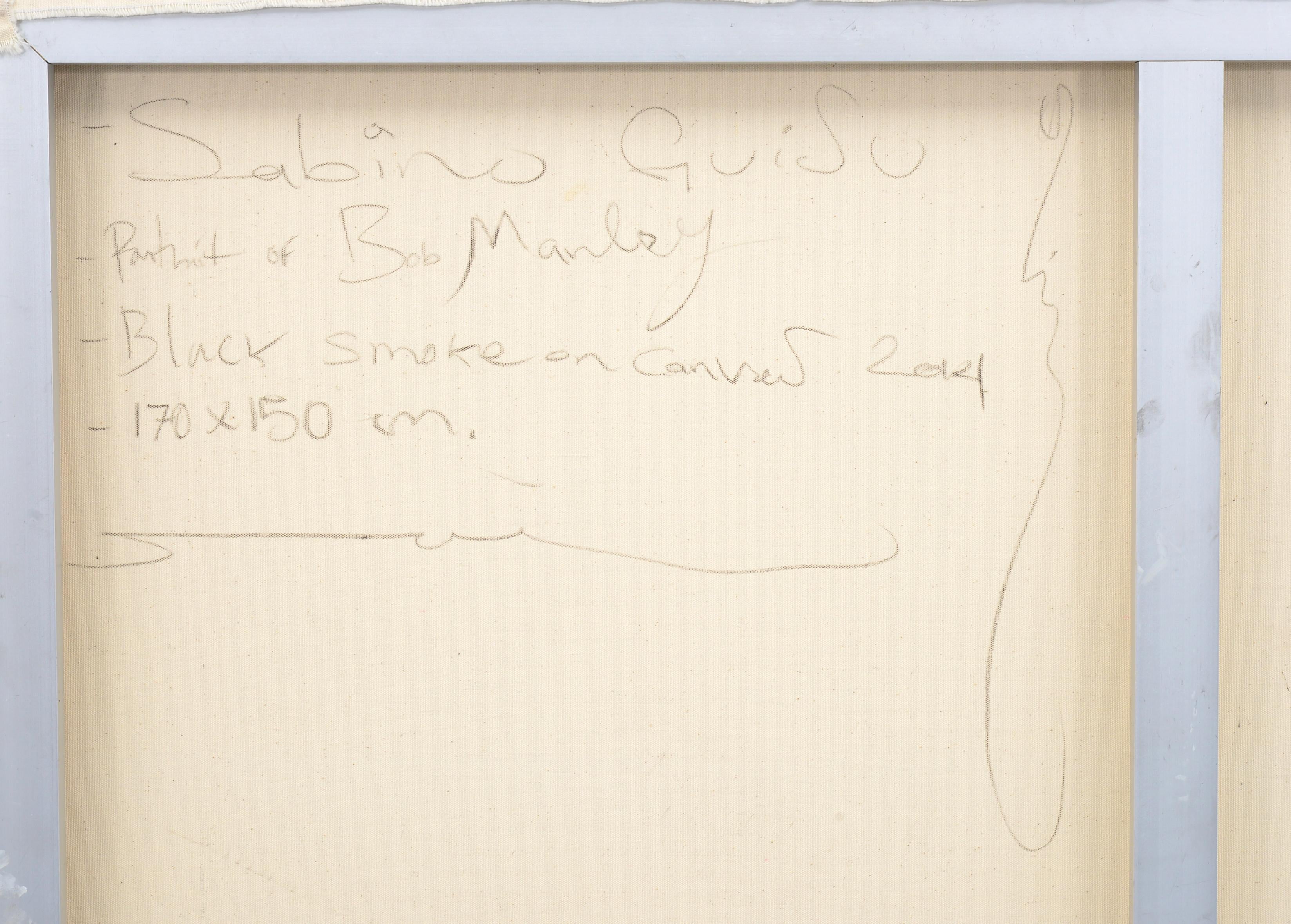 Additional Information: Work is titled “Portrait of Bob Marley”

Marking(s); notes: signed; 2014

Country of origin; materials: Mexico; black smoke on canvas
