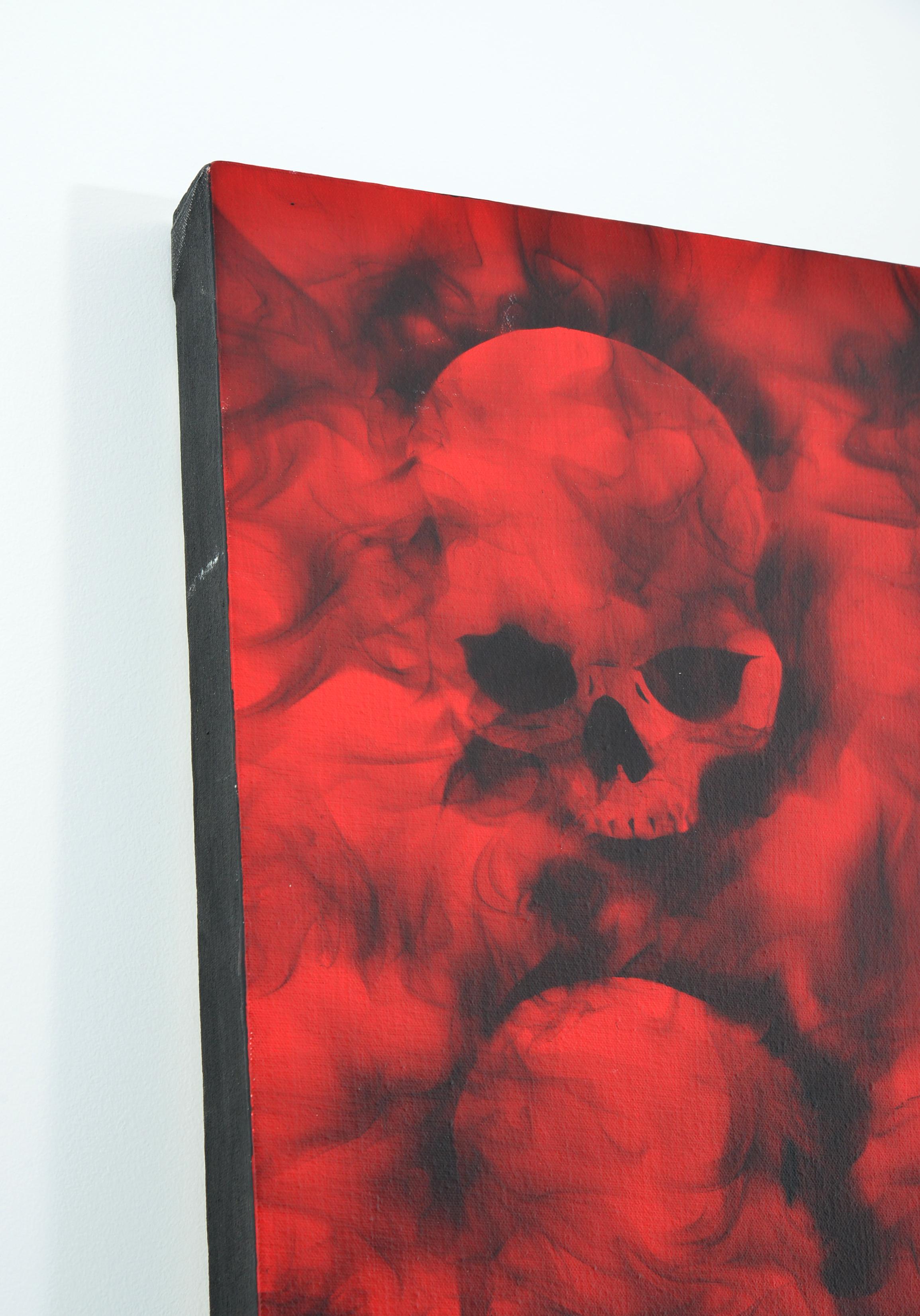 Quadro di fumo grande di Sabino Guiso, Teschi, 102″H. 1