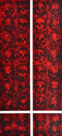 Quadro di fumo grande di Sabino Guiso, Teschi, 102″H.