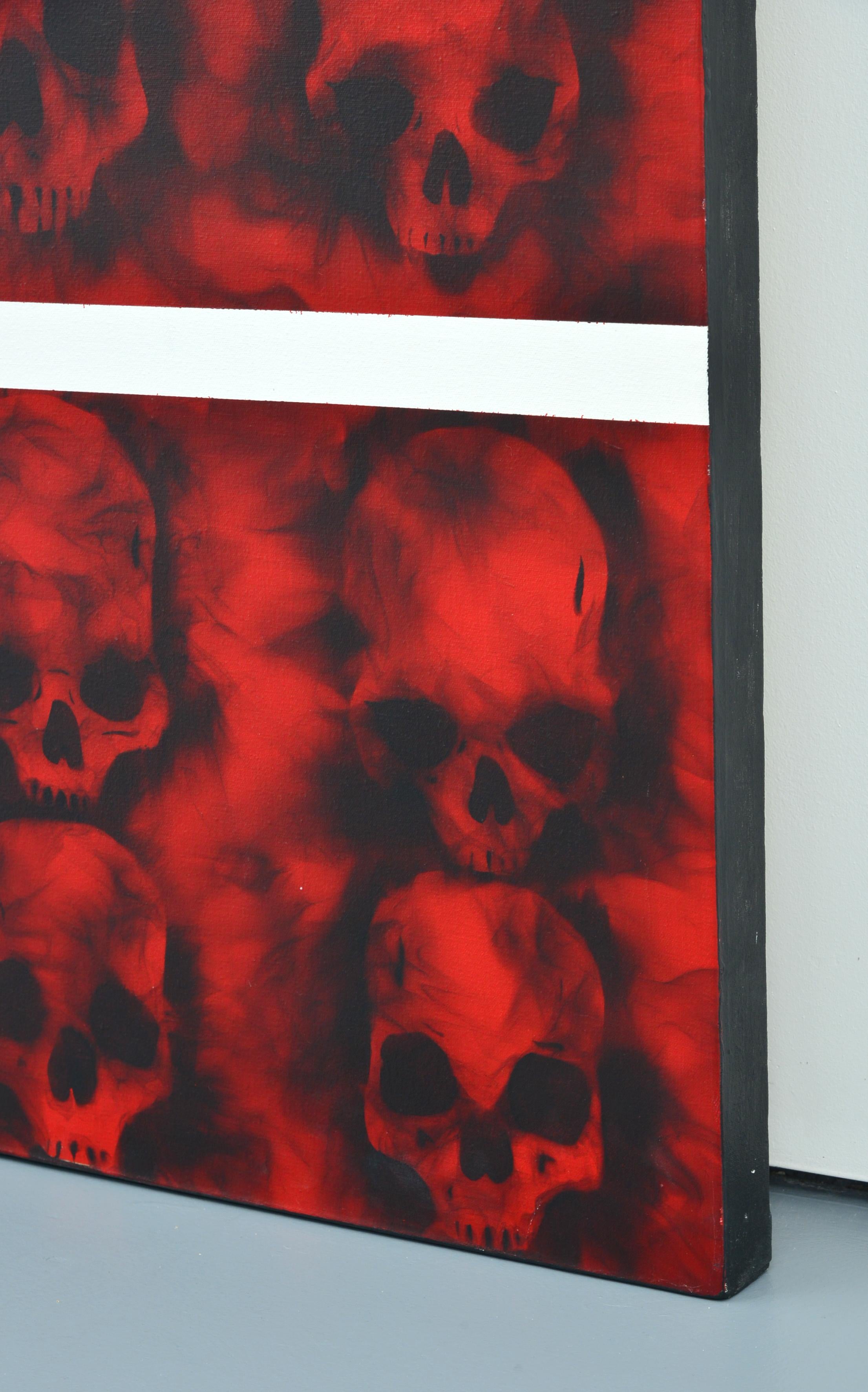 Pintura al humo grande de Sabino Guisu, Calaveras, 102″H en venta 4