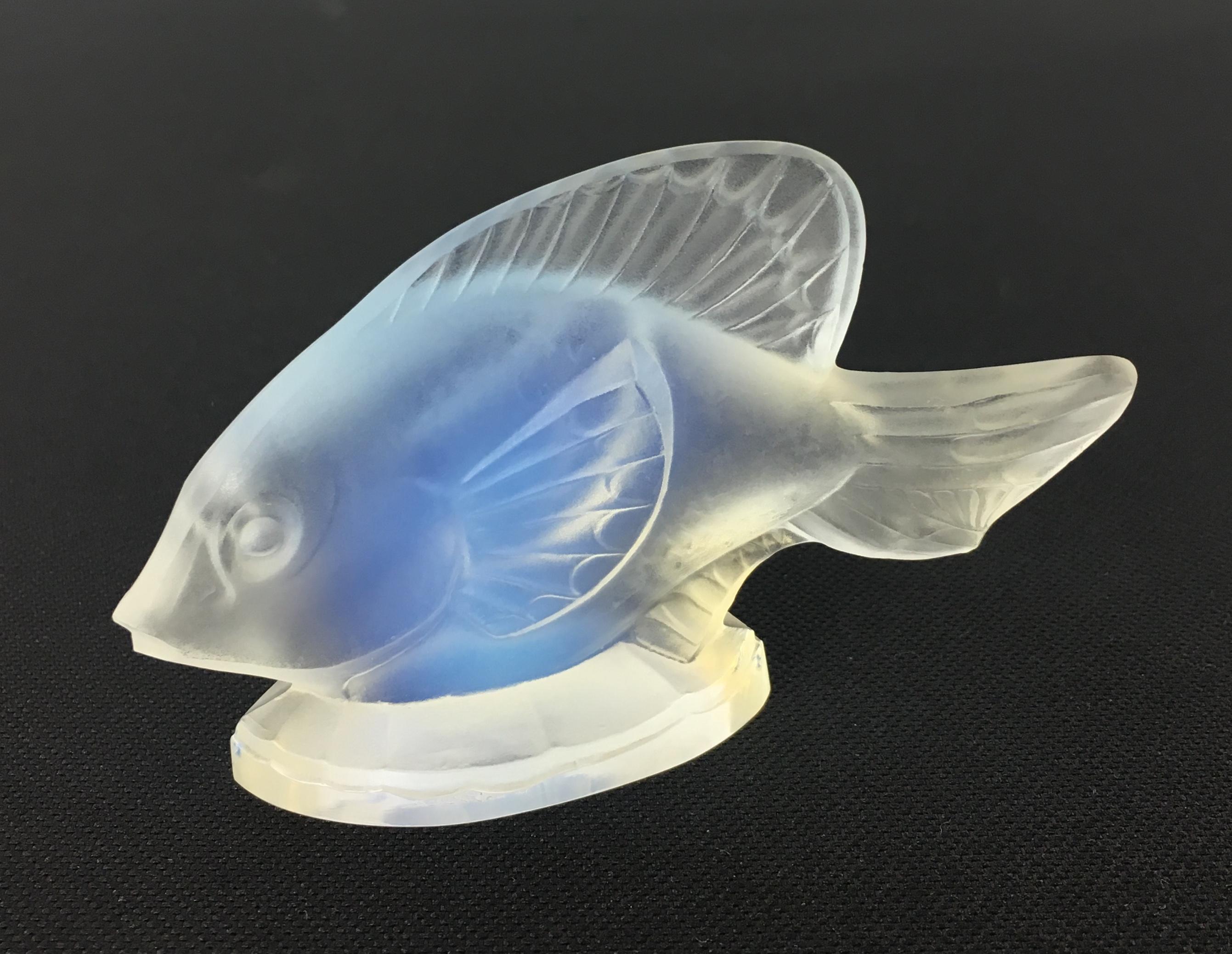French Opalescent Art Glass Fish Figurine by Marius-Ernest Sabino For Sale
