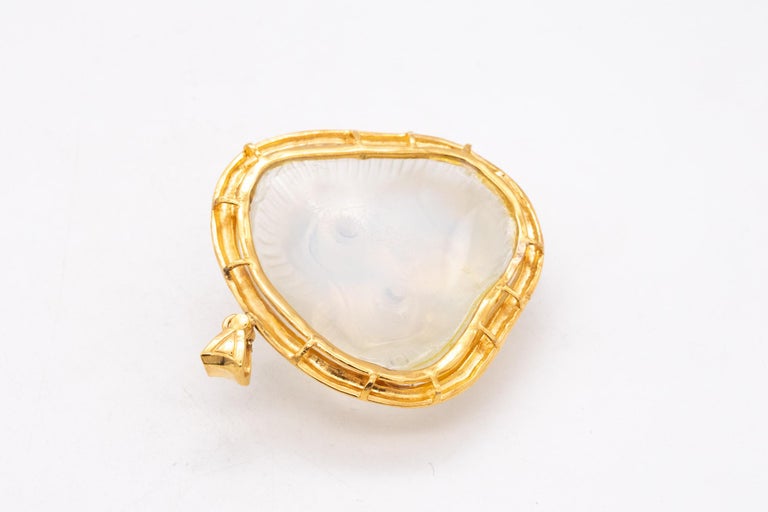 Sabino Opalescent Glass Monkey Pendant in 18Kt Gold with 1.51 Cts in VS Diamonds For Sale at 1stDibs