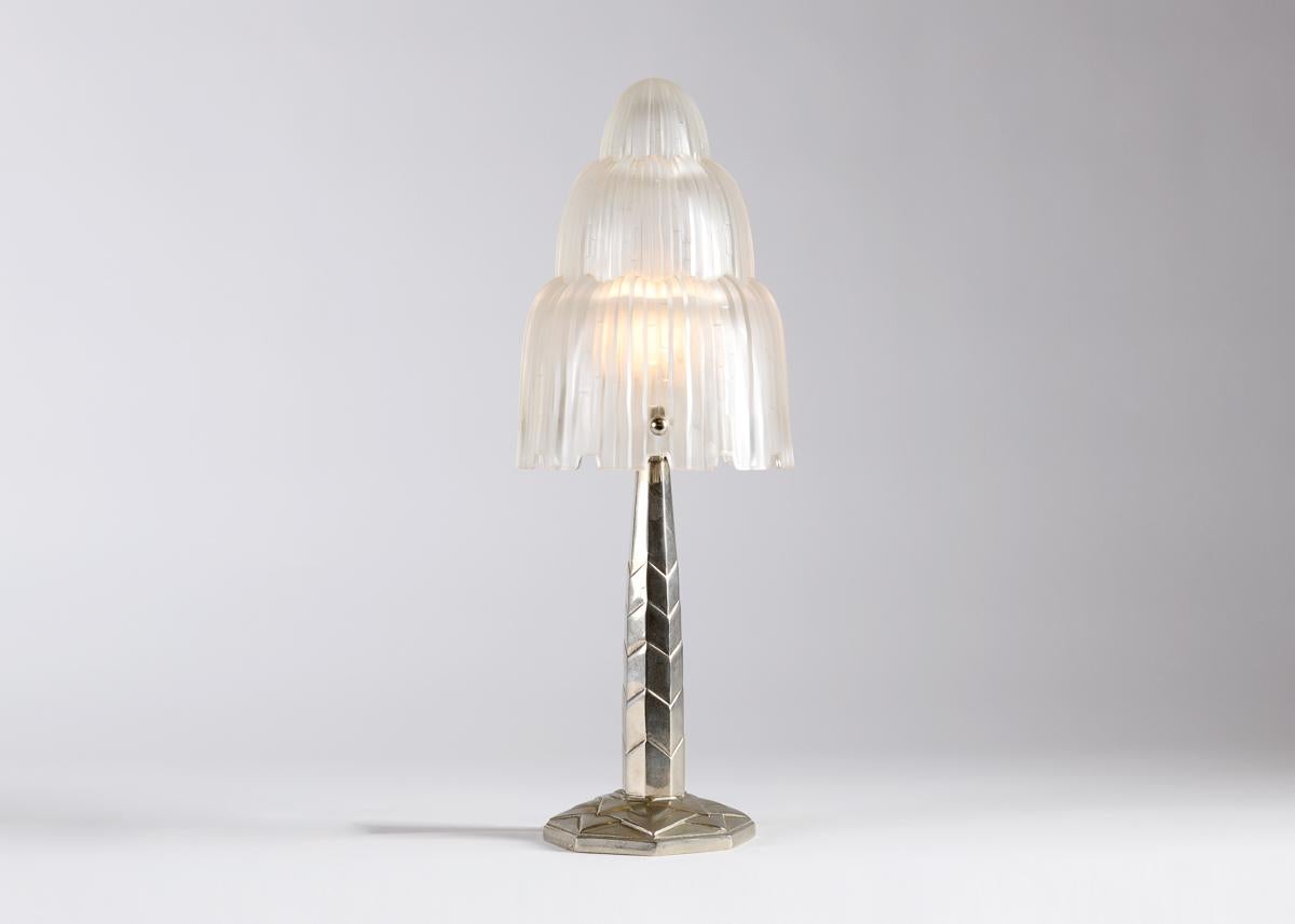 Dépoli Sabino, lampe de table en cascade, verre et bronze, France, années 1930 en vente
