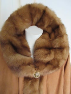 Sable Suede Leather Cape Coat