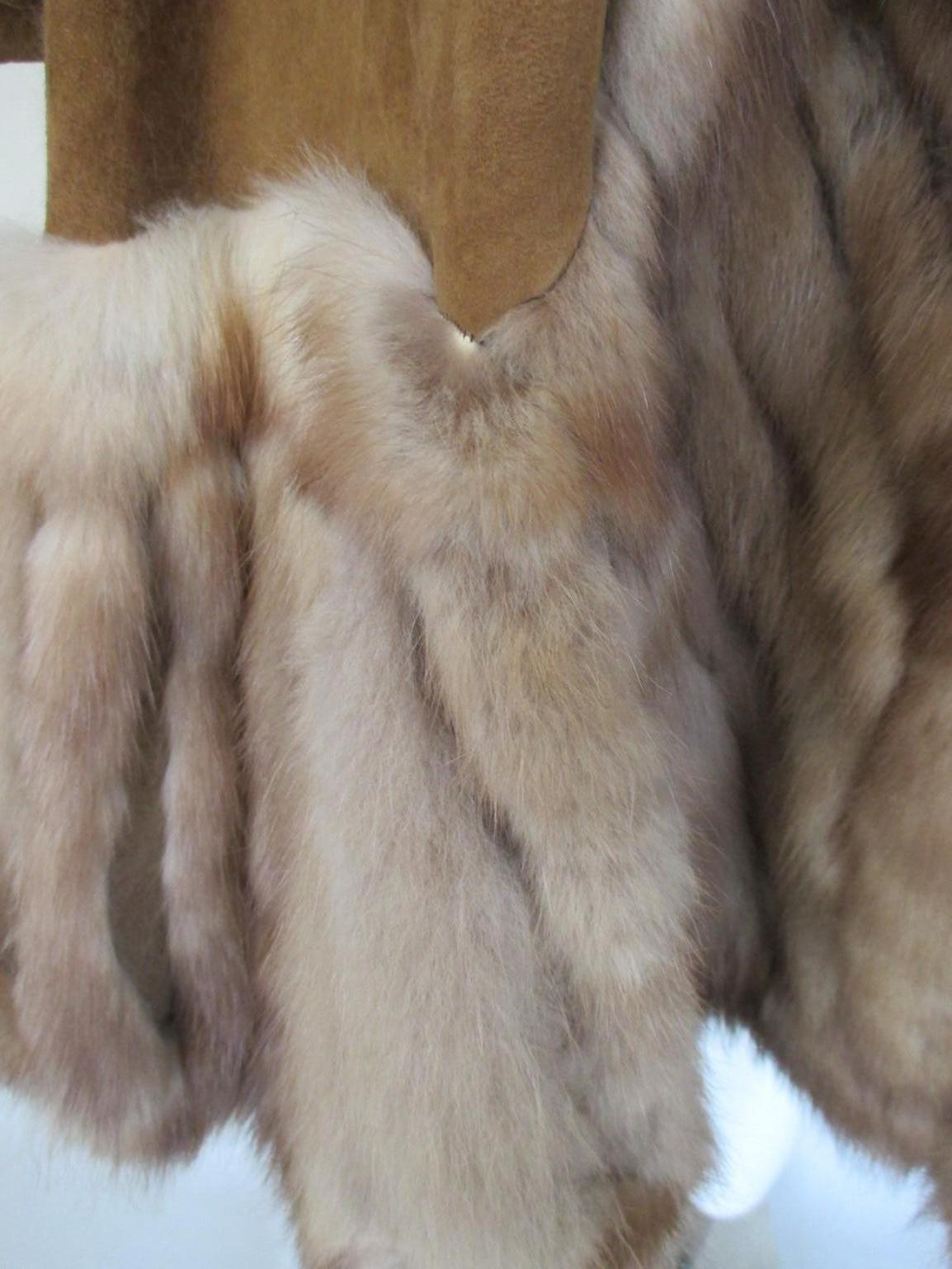 Sable Fur Swing Coat with brown soft leather For Sale 4