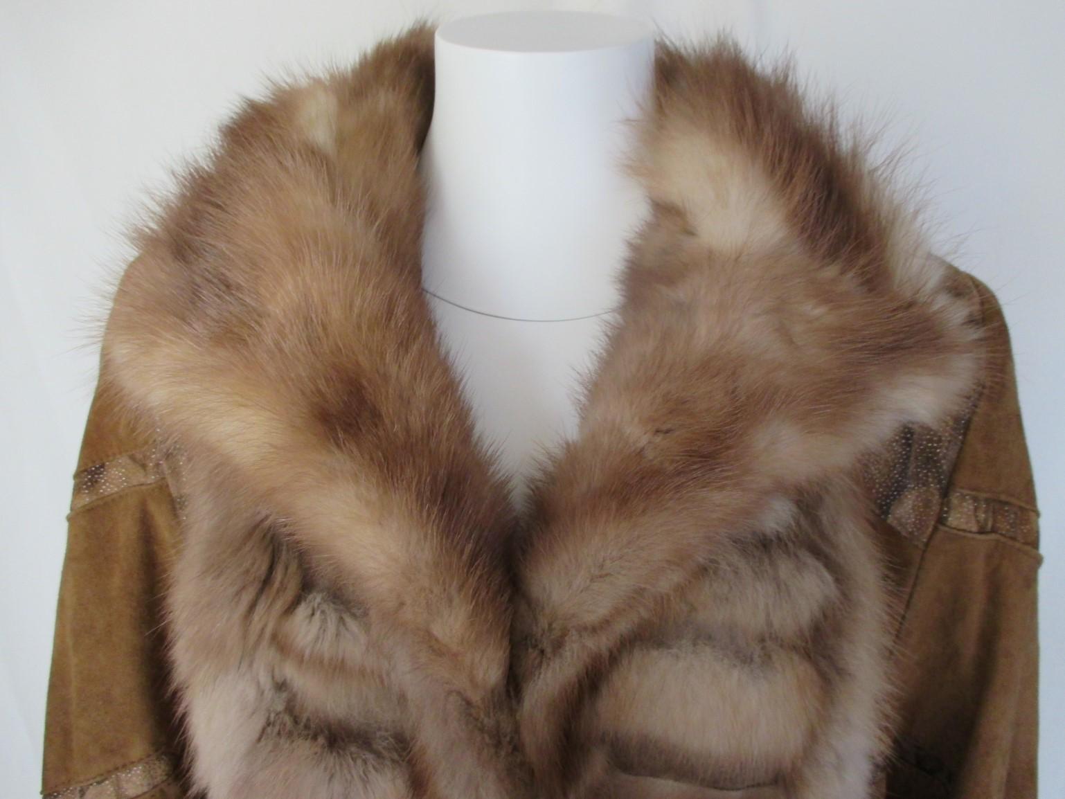 Exclusive hand-made Tsonas Creations sable fur swing coat from Crans-Montana, Switzerland. 

We offer more exclusive fur items, view our frontstore.

Details:
Made of quality sable fur with decorated soft and supple lambskin leather
Its easy and