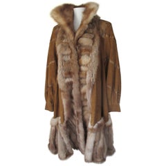 Zobelpelz Swing Coat mit braunem weichem Leder