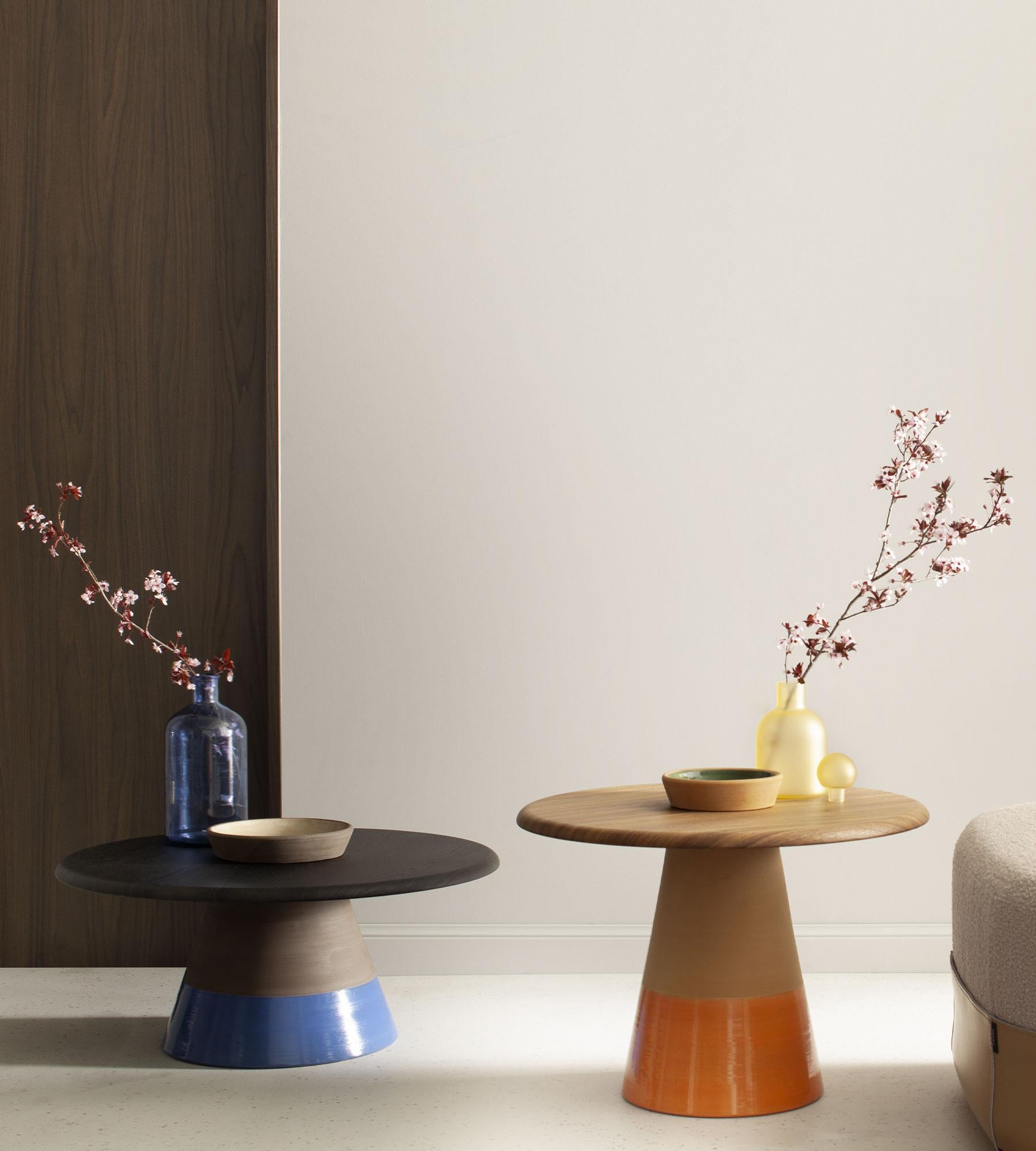 Post-Modern Sablier Laguna Oak and Clay Coffee Table by Morica Design For Sale