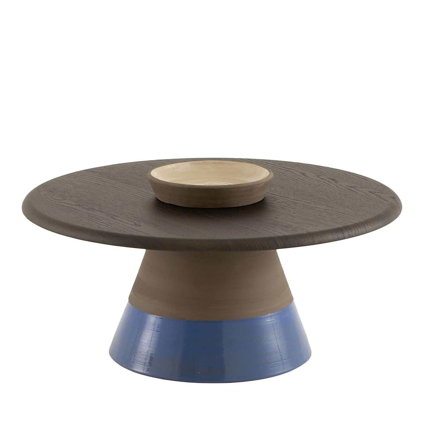 Mesa pequeña Sablier con base de arcilla y tablero chapado en roble Laguna de Morica Design en venta 1