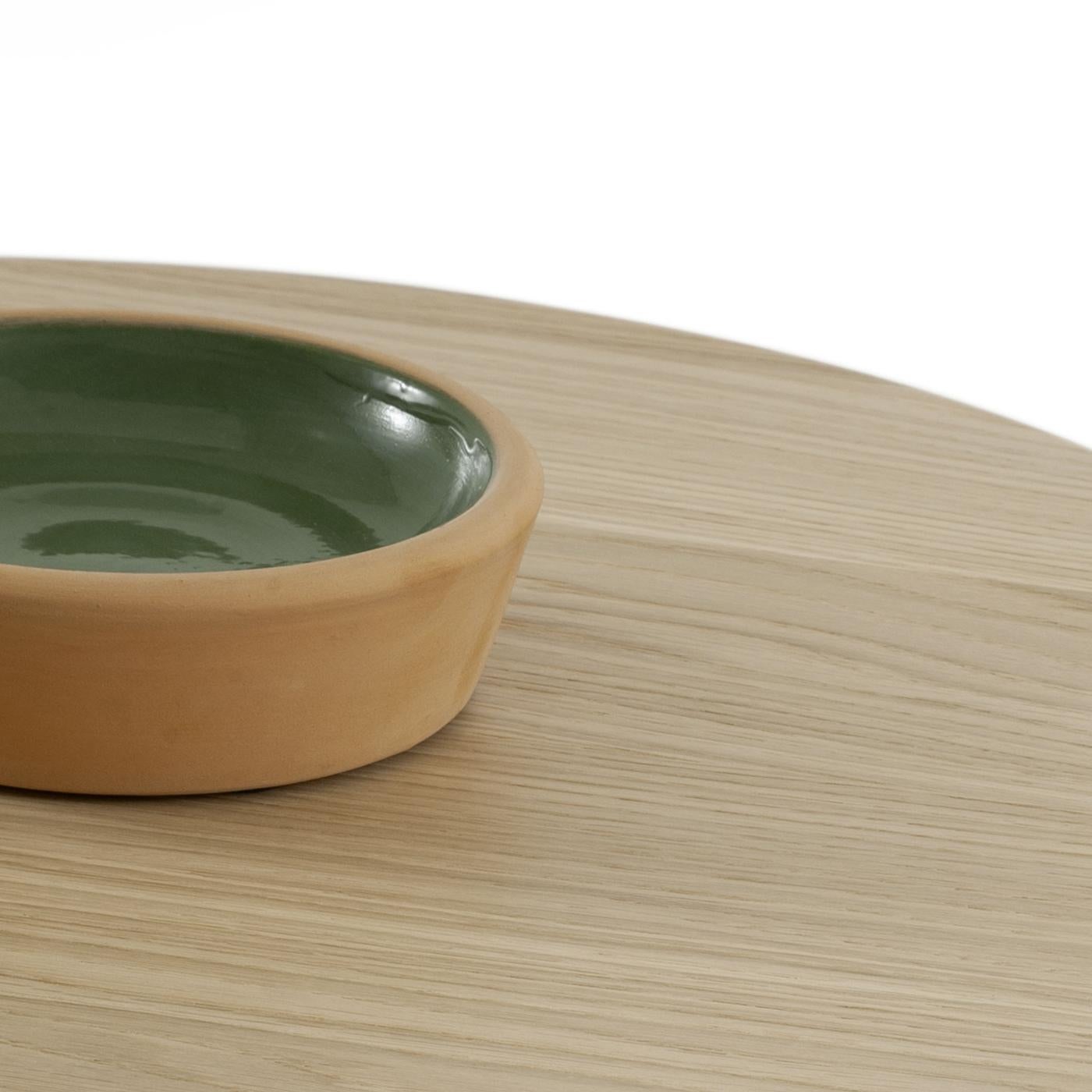 Sablier Großer Tisch mit Tonfuß und Eichenholzfurnierplatte von Morica Design (Italienisch) im Angebot