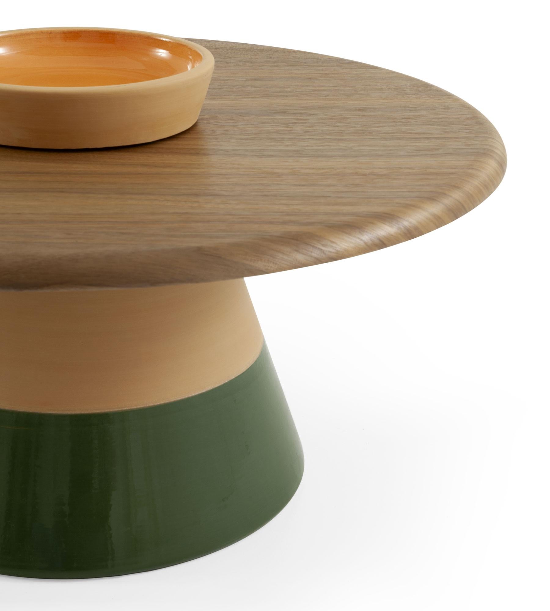 Post-Modern Sablier Walnut and Clay Coffee Table by Morica Design For Sale