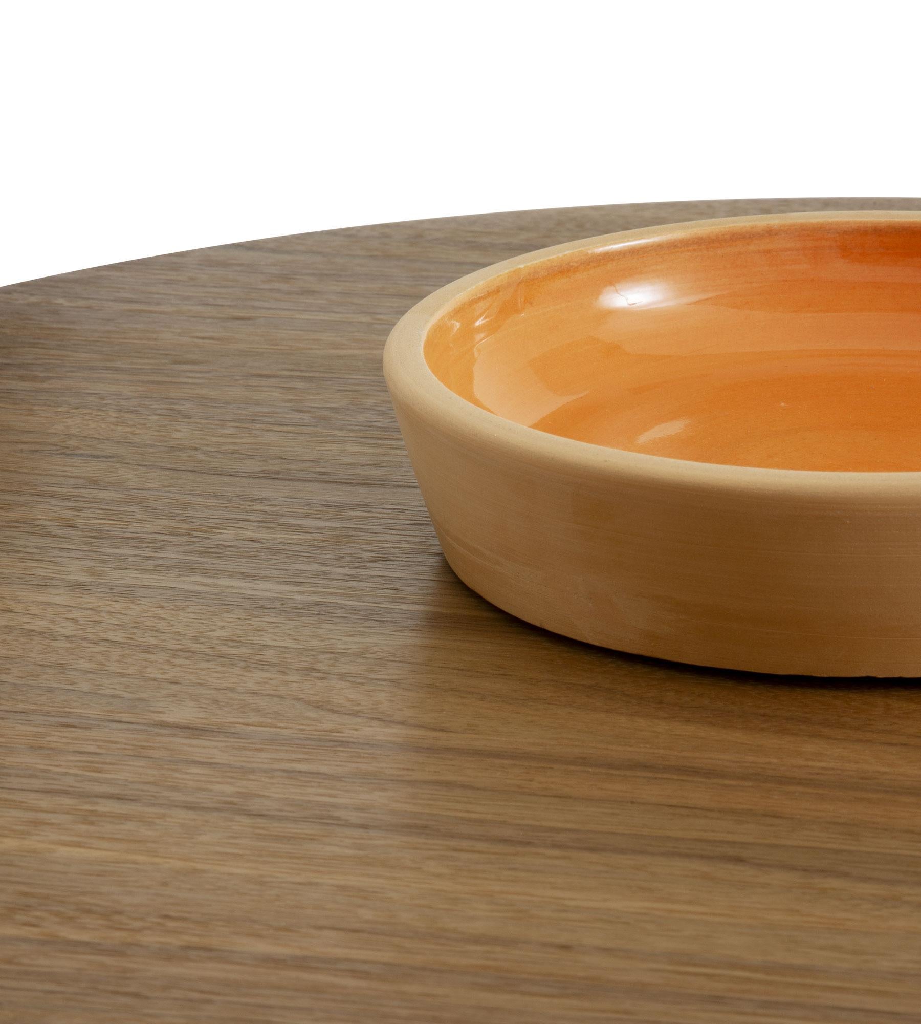 Italian Sablier Walnut and Clay Coffee Table by Morica Design For Sale