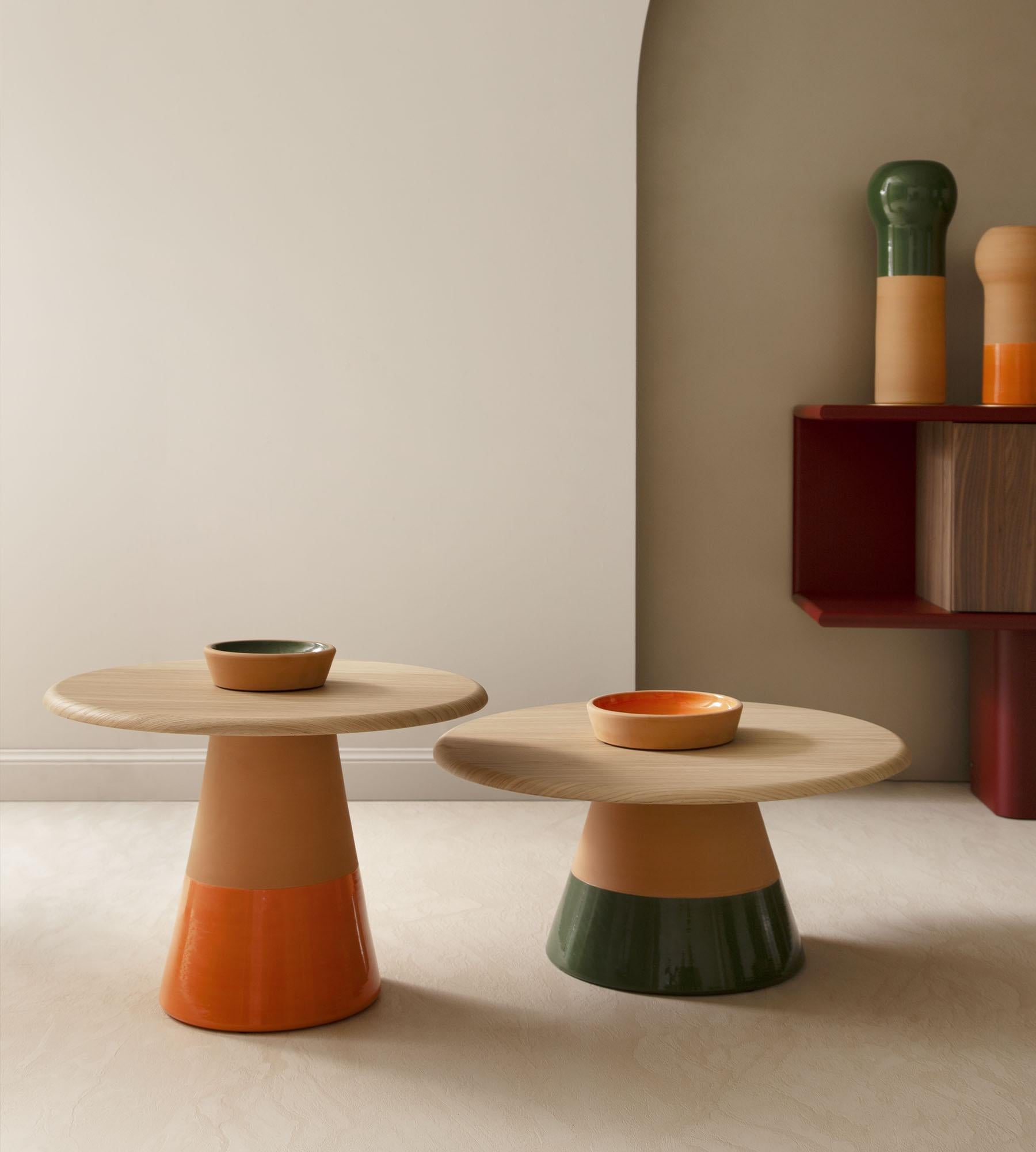 Sablier Walnut and Clay Coffee Table by Morica Design For Sale 1