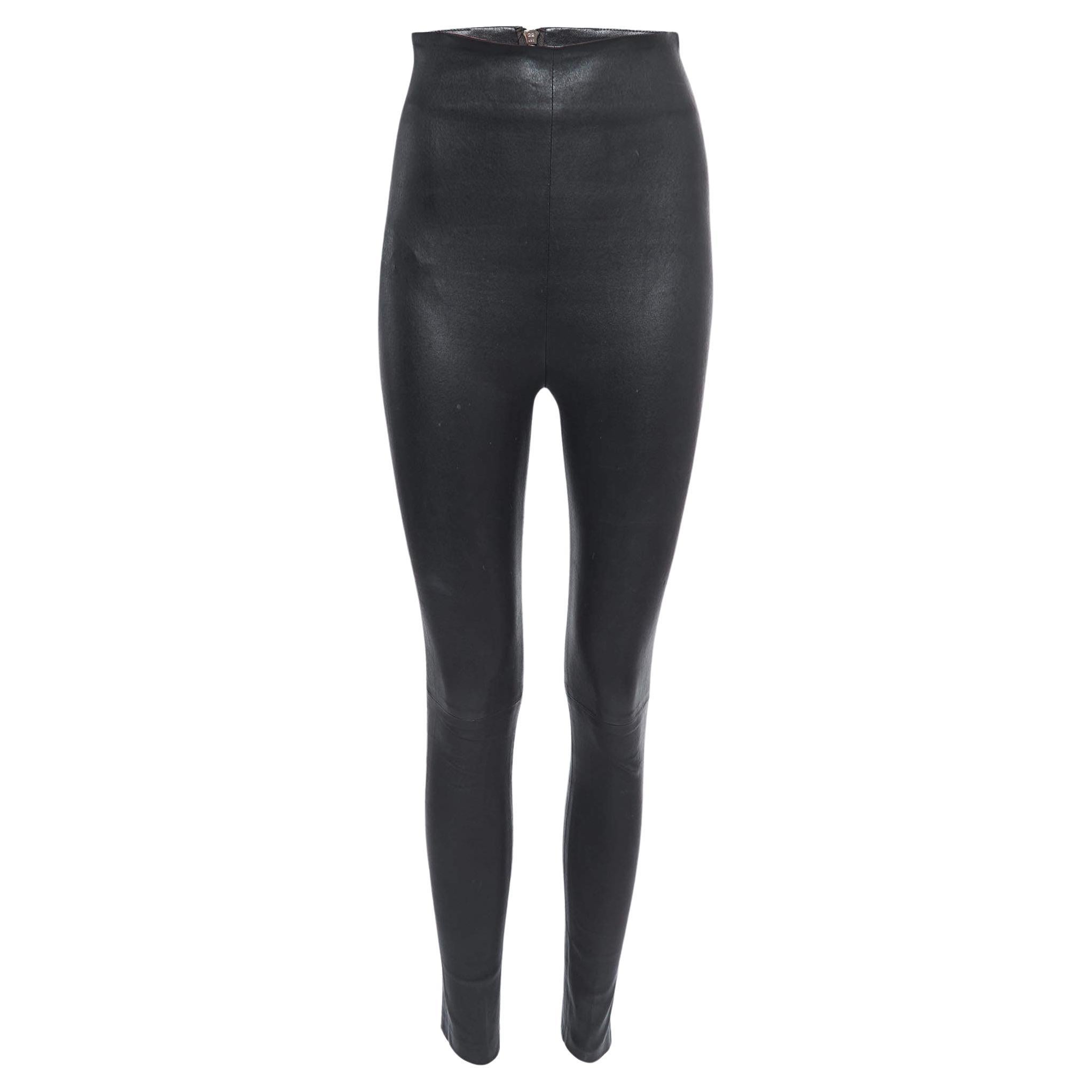 Sablyn Black Leather Skinny Leggings XS For Sale