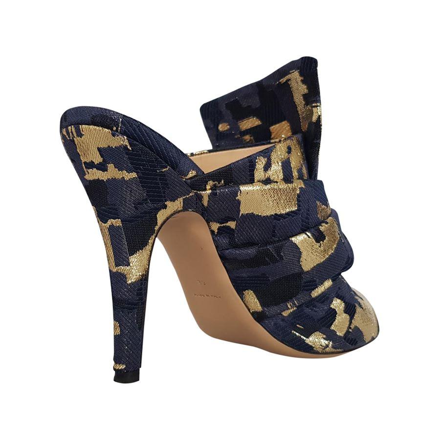 Leather and textile Gold / blue color Lamé Open toe Heel cm 10 (3.9 inches)

