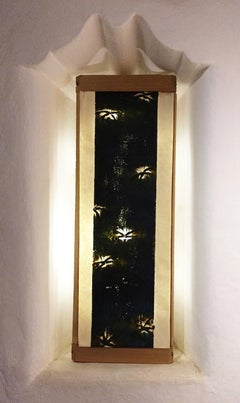 "Portals of a People: Fireflies", Collagraph on Handmade Paper & Cedar Light Box