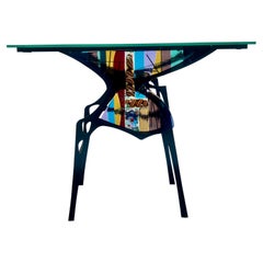 Sabra Richards Art Glass & Steel Sculptural Console Table, Signed & Dated 2008