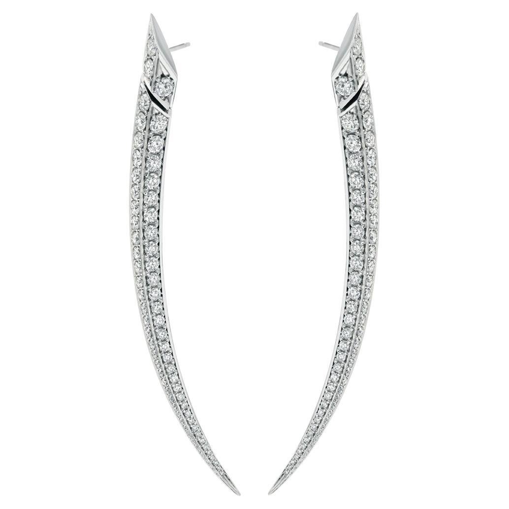 Sabre Fine Earrings - 18 Carat White Gold & 6.64 Carat Diamond For Sale