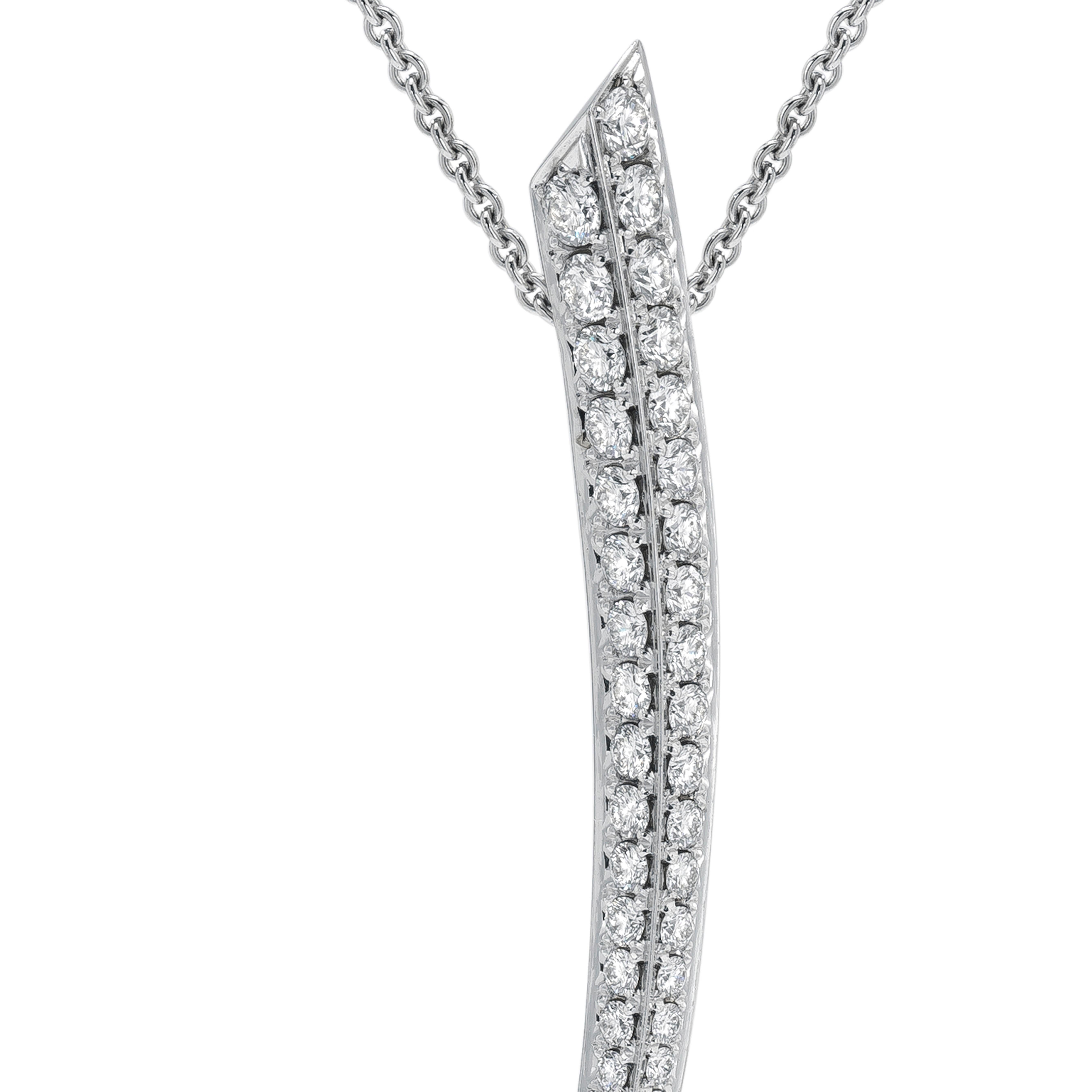 Brilliant Cut Sabre Fine Large Necklace - 18 Carat White Gold and 2.64 Carat Diamond For Sale