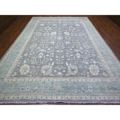 Sabre Gray Peshawar Mahal Design Tappeto orientale in pura lana annodato a mano 10'2" x 14'