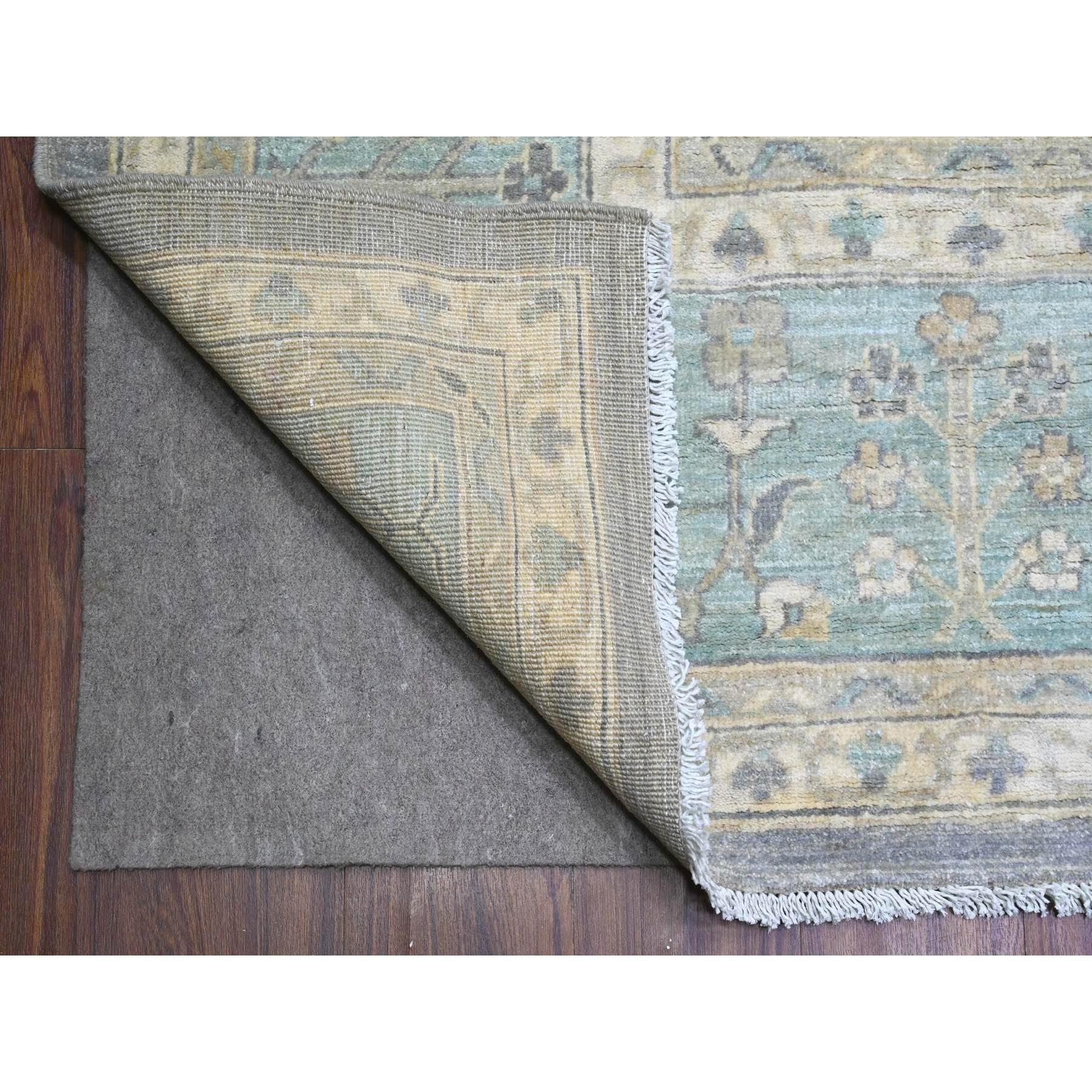 Sabre Grauer handgeknüpfter orientalischer Teppich aus reiner Wolle in Peshawar Mahal-Design 10'2