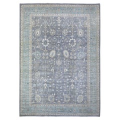 Alfombra Oriental de Lana Pura Anudada a Mano con Diseño Peshawar Mahal Gris Sable 10'2" x 14'