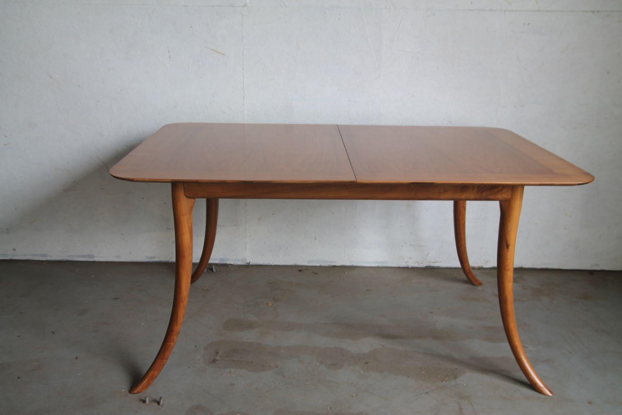 Mid-Century Modern Sabre Leg Table with One Leaf by T.H. Robsjohn-Gibbings For Sale
