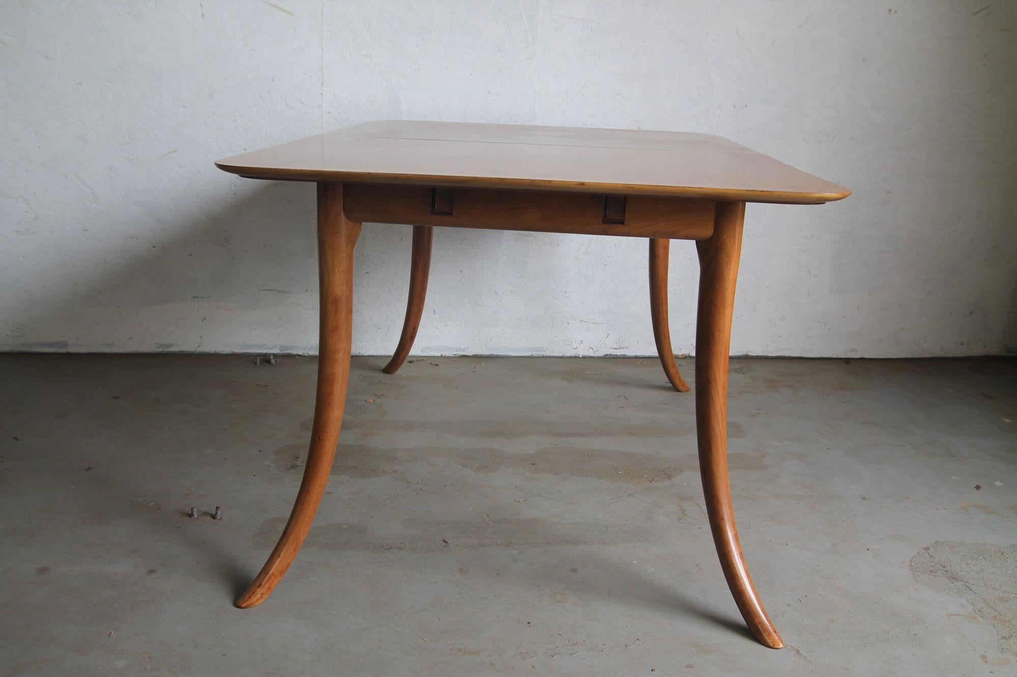 American Sabre Leg Table with One Leaf by T.H. Robsjohn-Gibbings For Sale