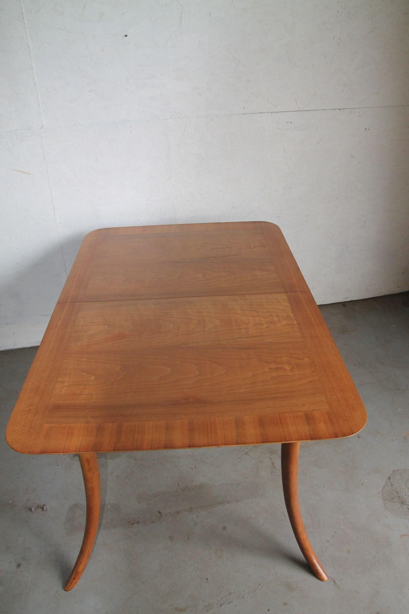 Sabre Leg Table with One Leaf by T.H. Robsjohn-Gibbings In Good Condition For Sale In Asbury Park, NJ