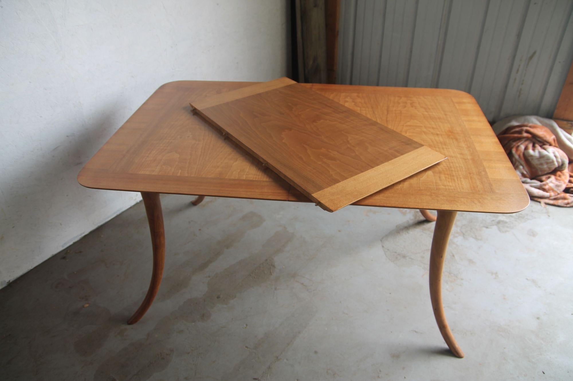 Mid-20th Century Sabre Leg Table with One Leaf by T.H. Robsjohn-Gibbings For Sale