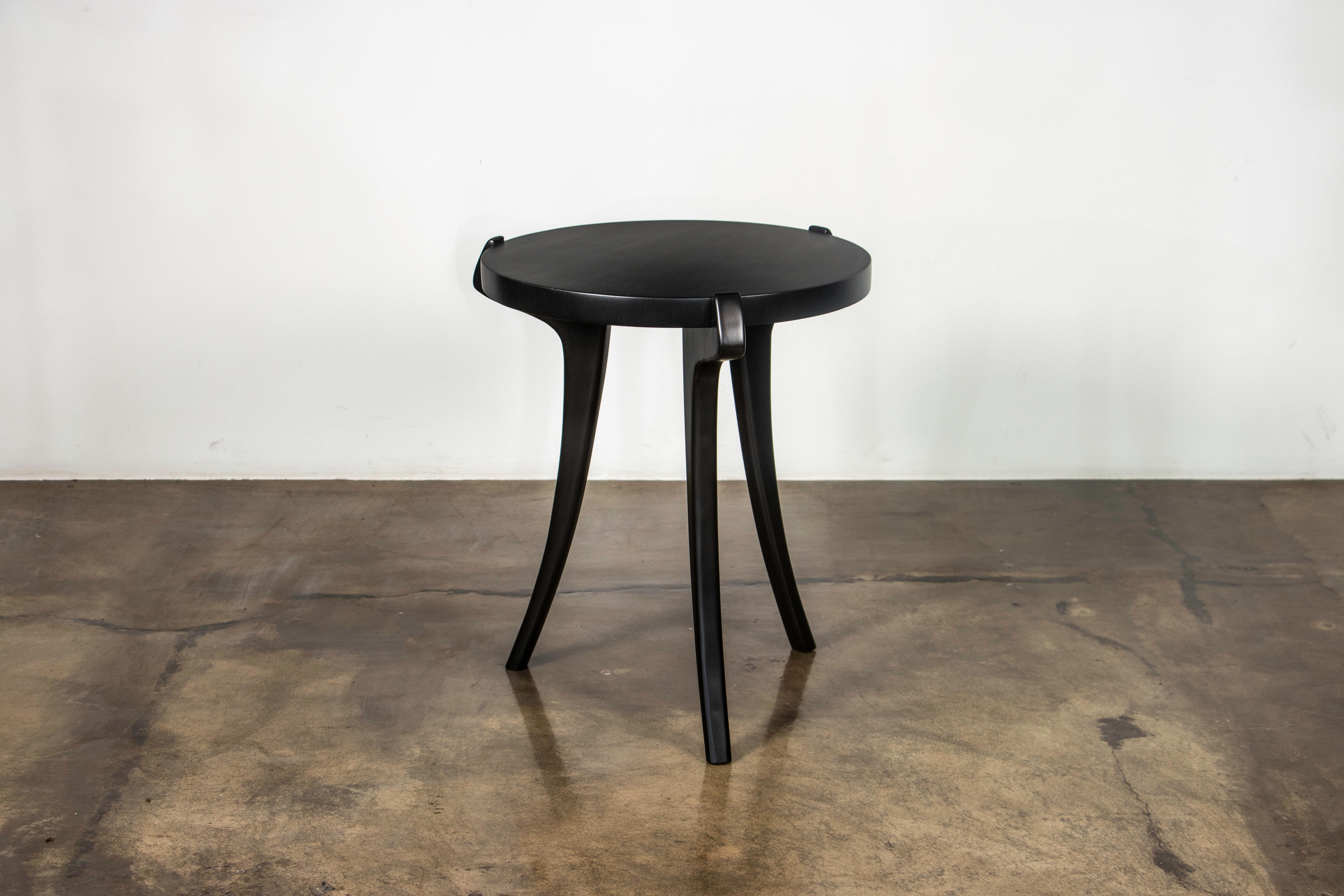 Uccello Sabre Legged Modern Round Side Cocktail Table in Ebony from Costantini

Measurements are 18.5