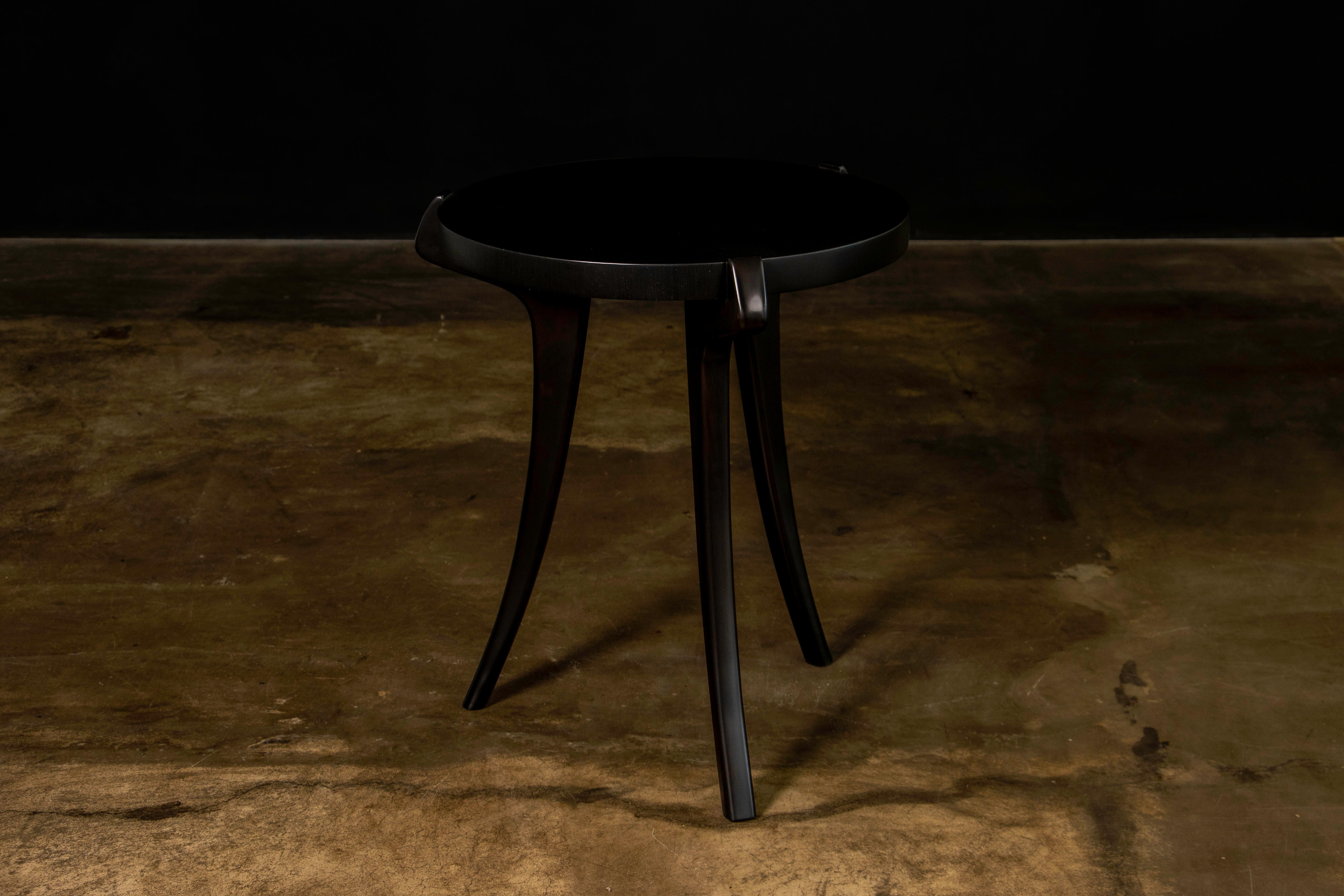 Argentine Sabre Legged Modern Round Side Cocktail Table in Ebony from Costantini, Uccello For Sale