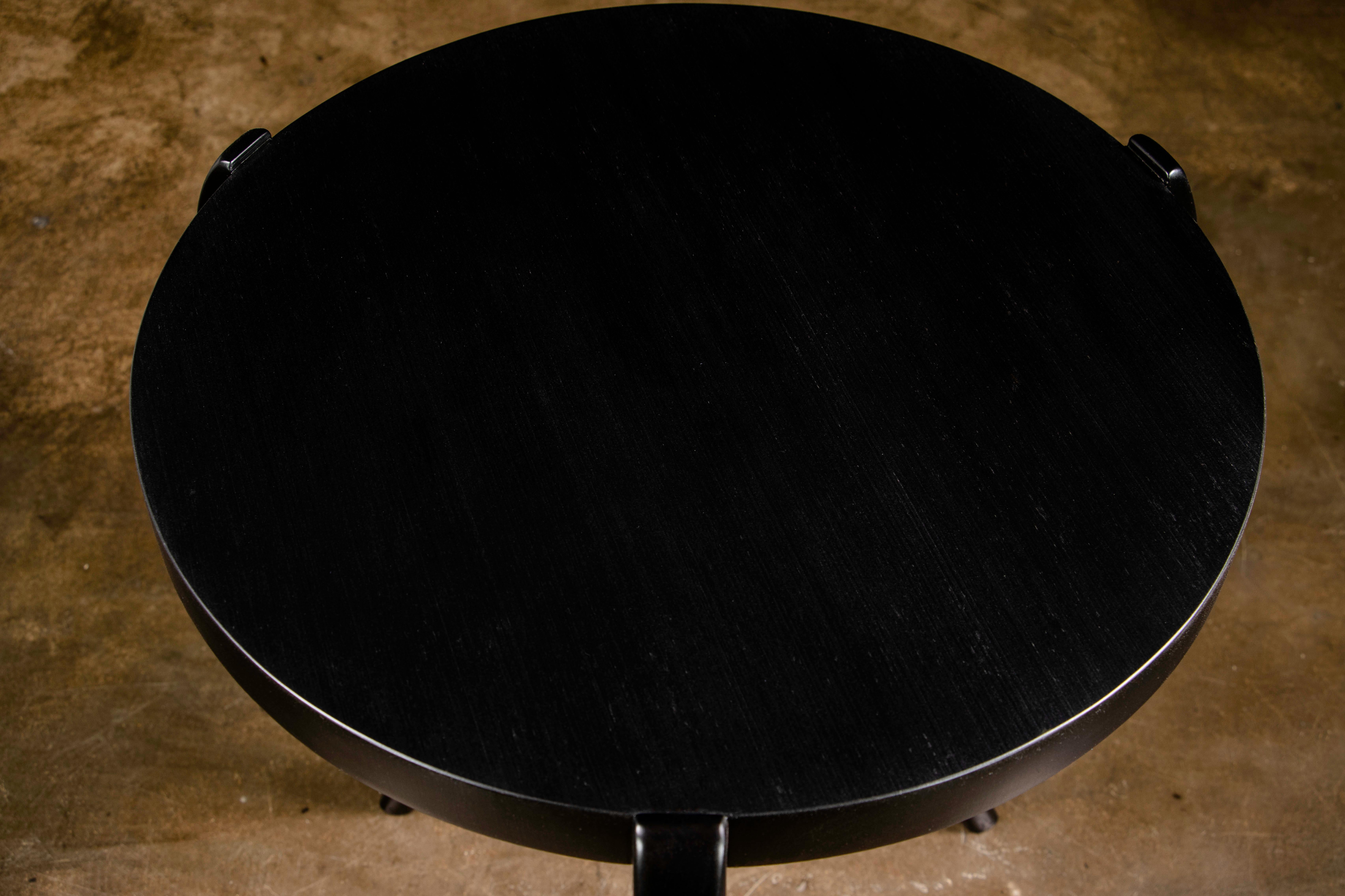 Contemporary Sabre Legged Modern Round Side Cocktail Table in Ebony from Costantini, Uccello For Sale