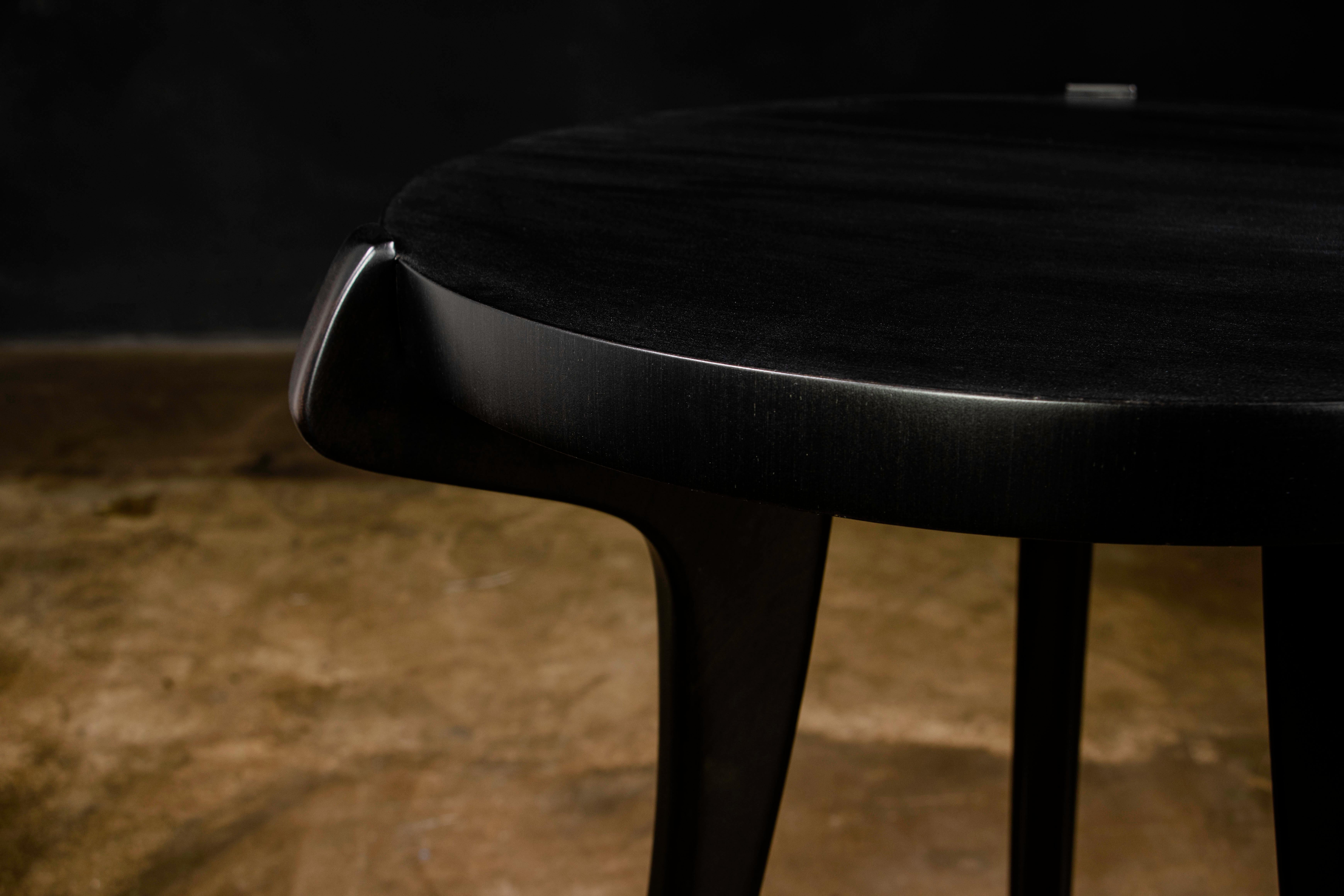 Sabre Legged Modern Round Side Cocktail Table in Ebony from Costantini, Uccello For Sale 1