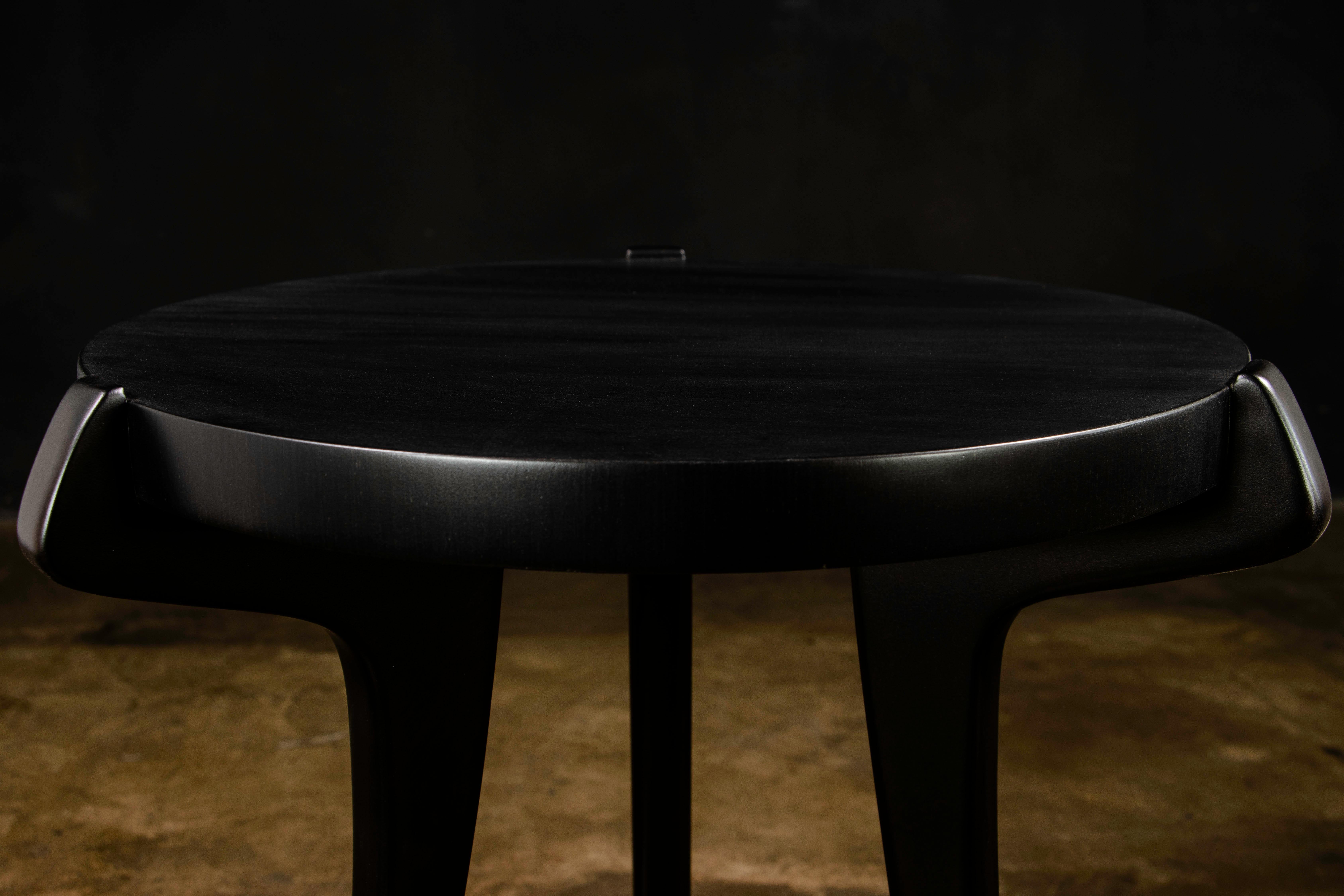 Sabre Legged Modern Round Side Cocktail Table in Ebony from Costantini, Uccello For Sale 2