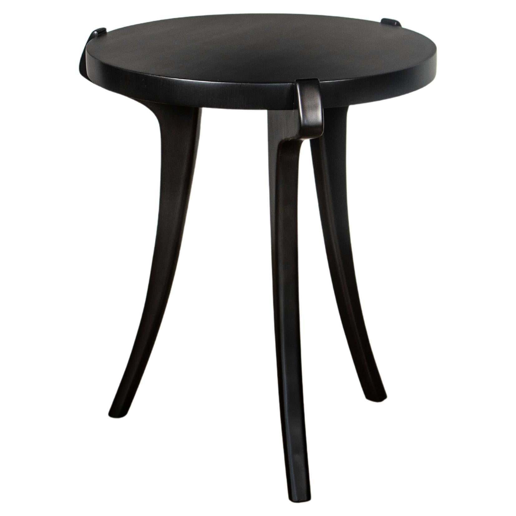 Sabre Legged Modern Round Side Cocktail Table in Ebony from Costantini, Uccello For Sale