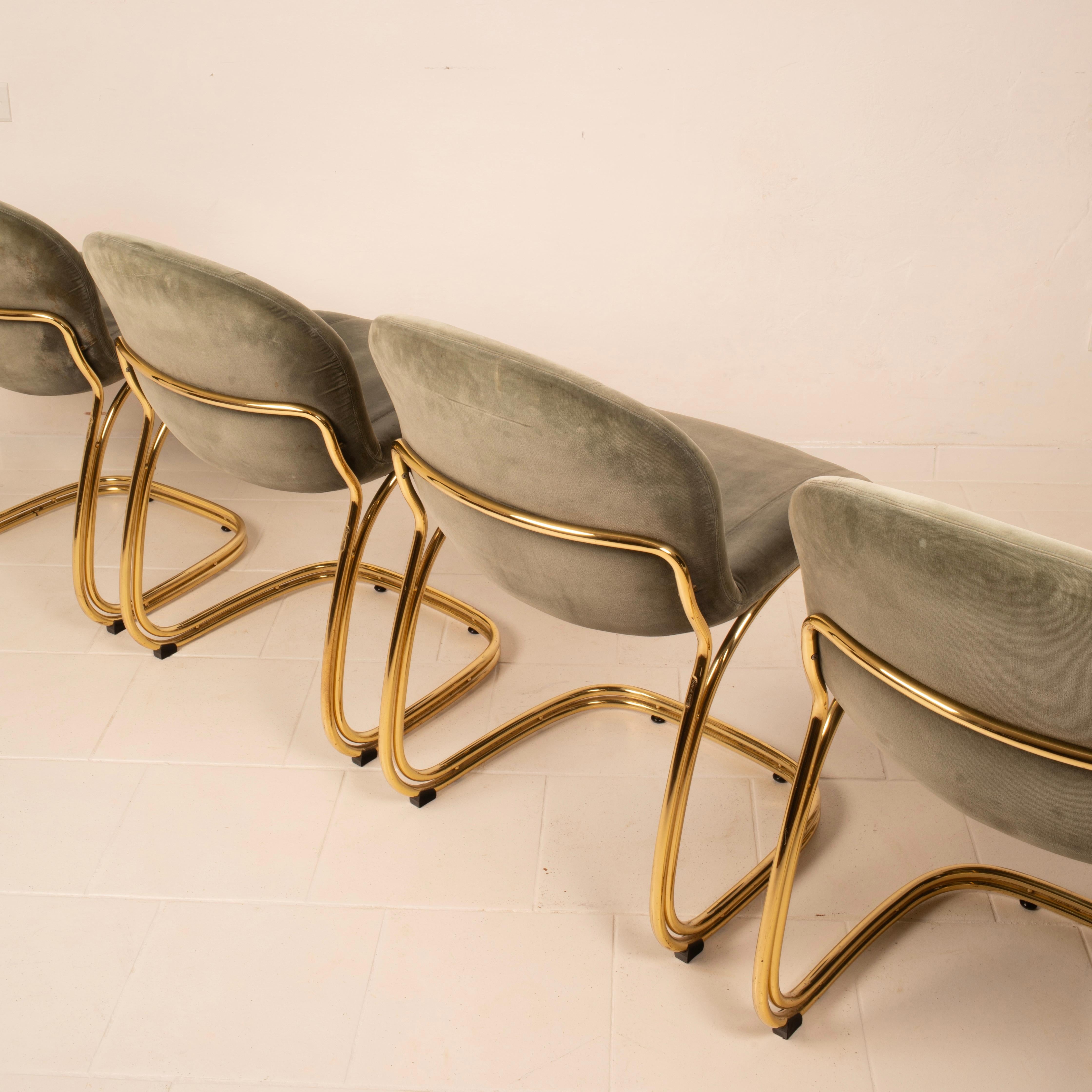 Sabrina Brass Chairs Limited Edition by Giorgio Rinaldi for RIMa Padova 1970 For Sale 10