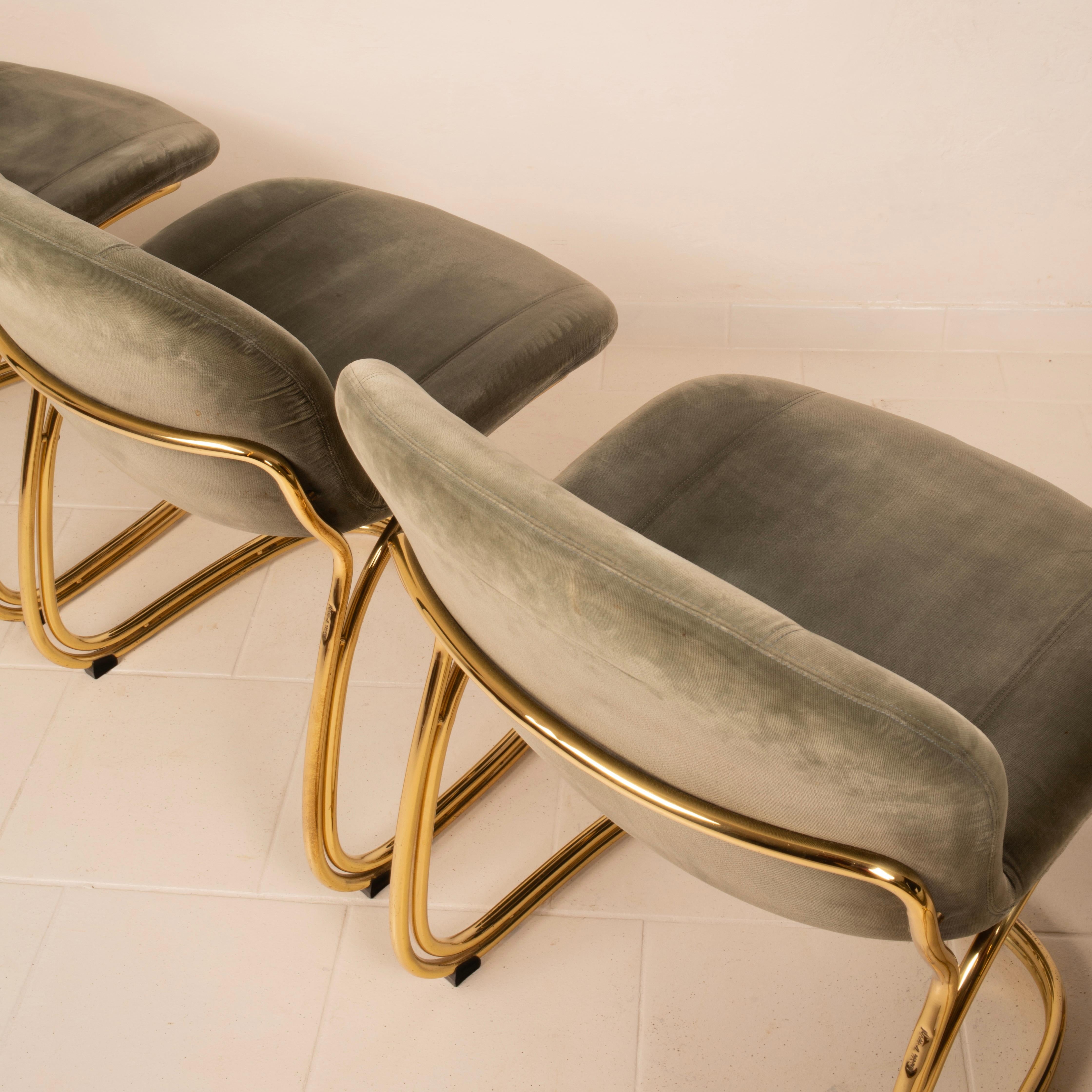Sabrina Brass Chairs Limited Edition by Giorgio Rinaldi for RIMa Padova 1970 For Sale 11