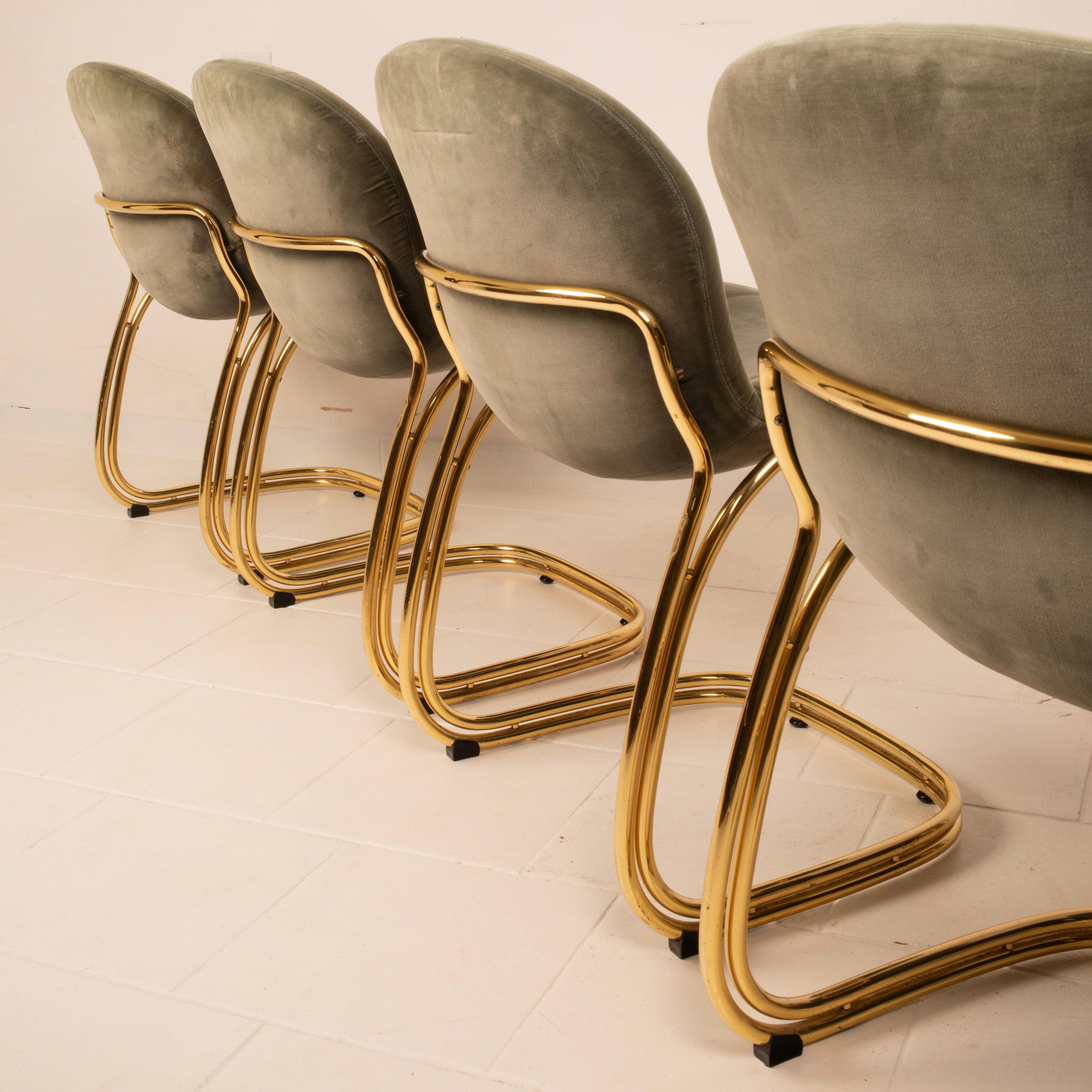 Sabrina Brass Chairs Limited Edition by Giorgio Rinaldi for RIMa Padova 1970 For Sale 12