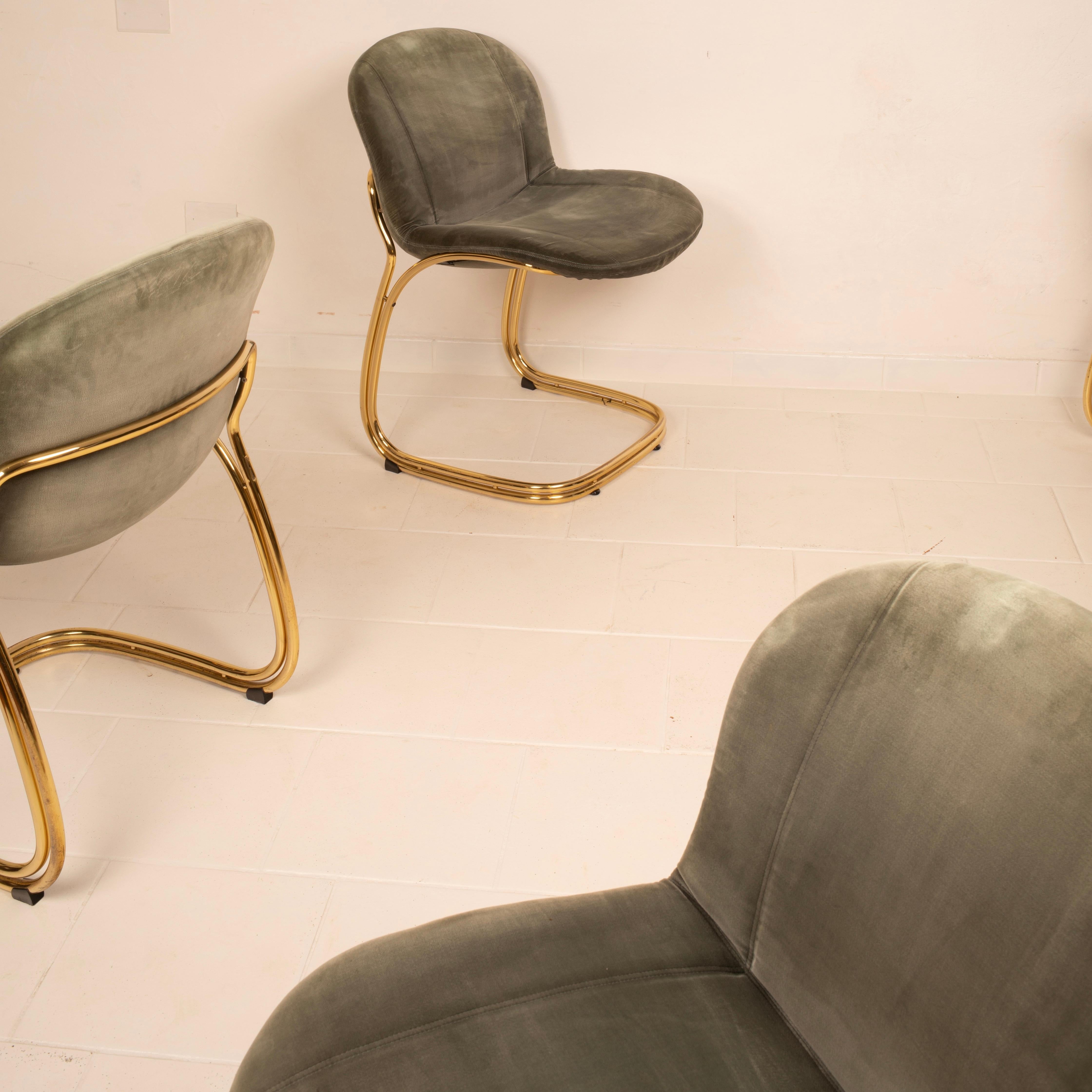 Sabrina Brass Chairs Limited Edition by Giorgio Rinaldi for RIMa Padova 1970 In Good Condition For Sale In Conversano, IT