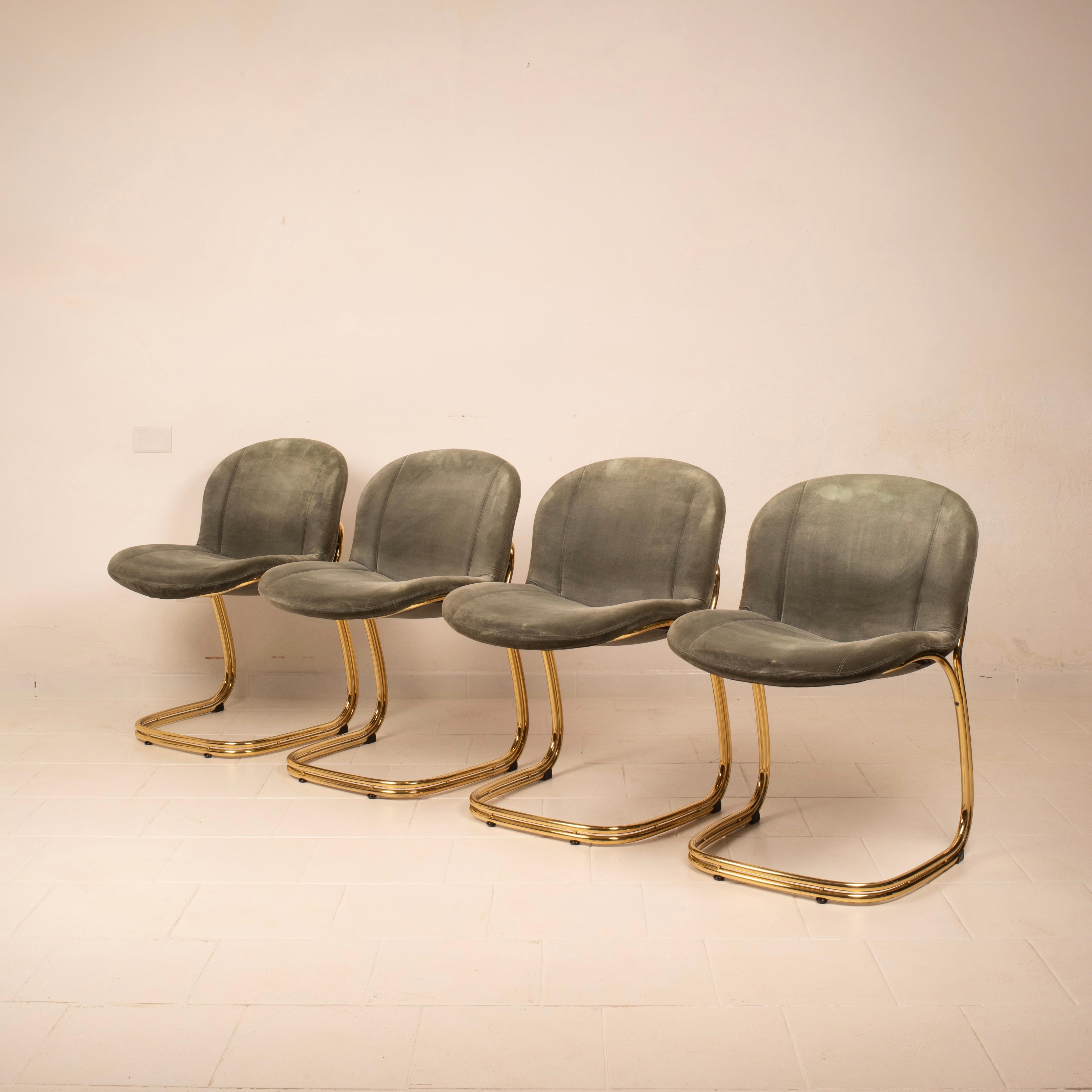 Late 20th Century Sabrina Brass Chairs Limited Edition by Giorgio Rinaldi for RIMa Padova 1970 For Sale