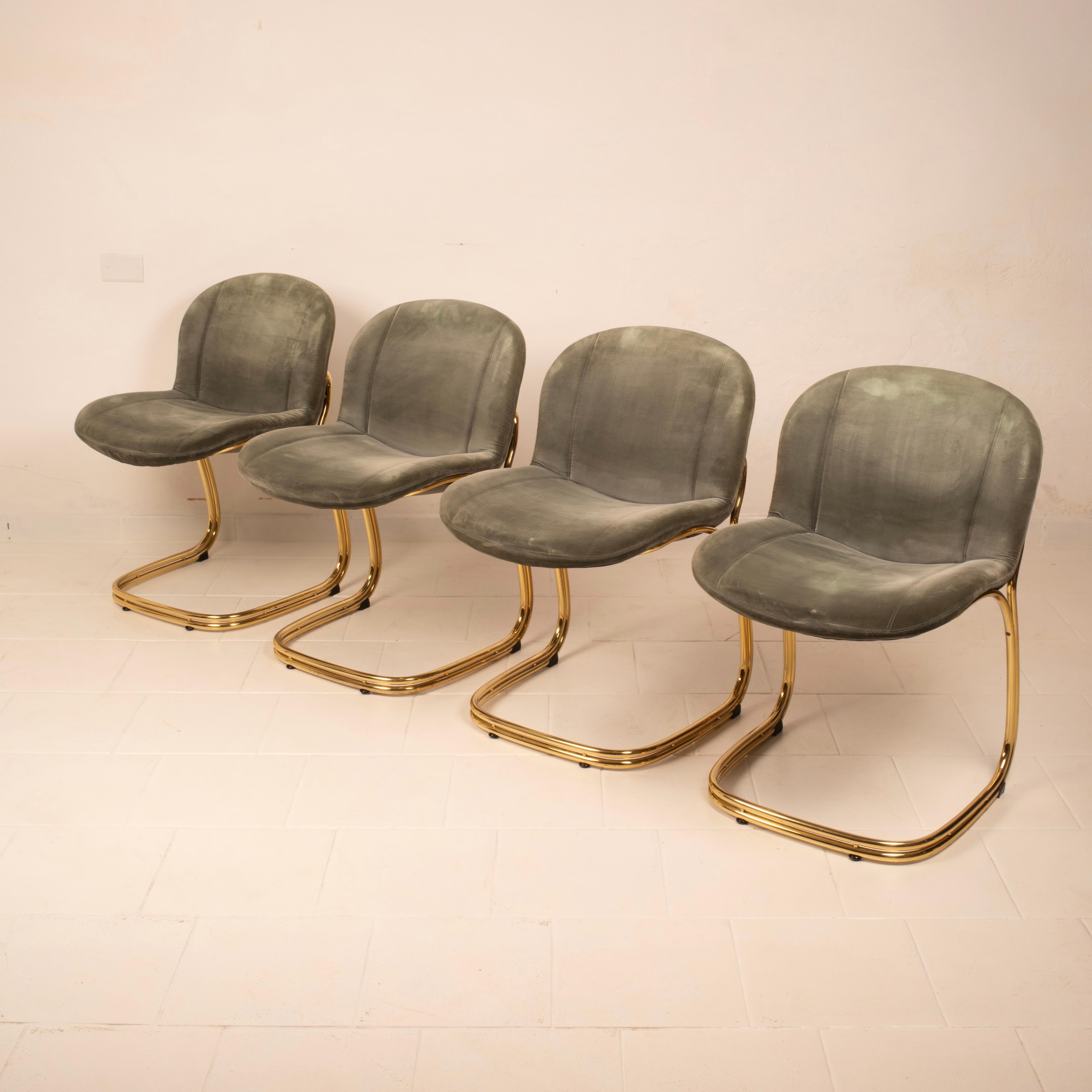 Sabrina Brass Chairs Limited Edition by Giorgio Rinaldi for RIMa Padova 1970 For Sale 1